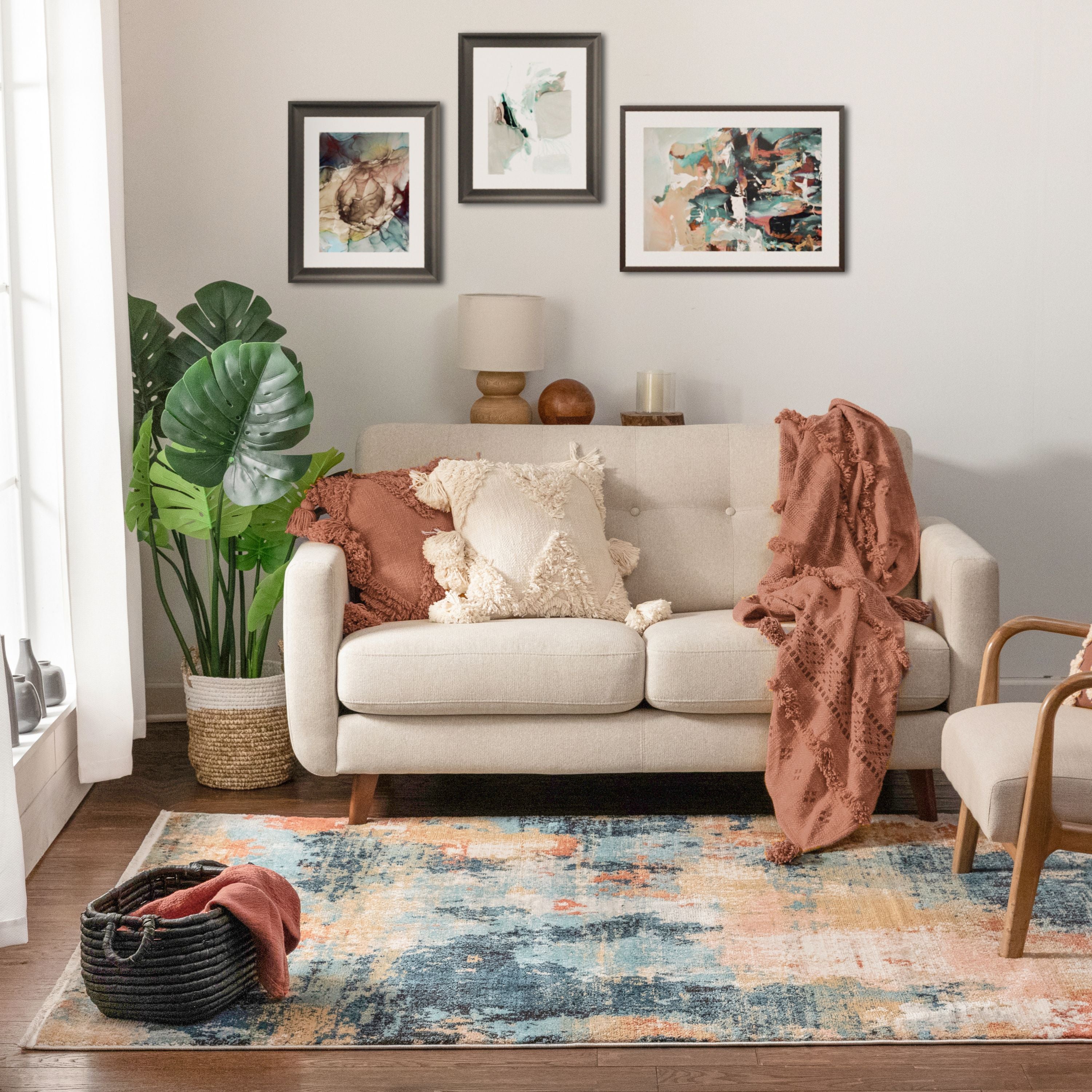 Vento Bohemian Modern Abstract Distressed Multi Teppich