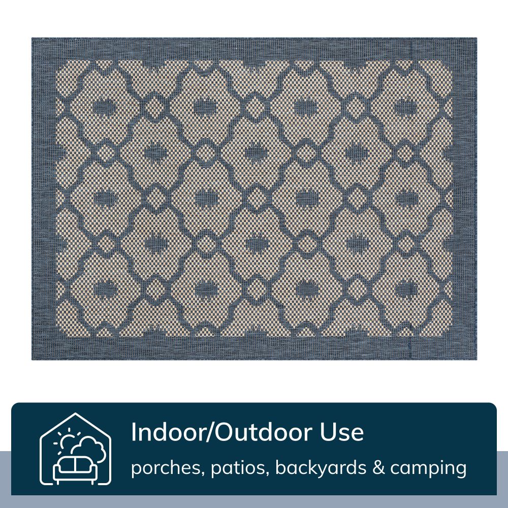 Sol Lattice Trellis Indoor Outdoor Blauer Flachgewebe-Teppich