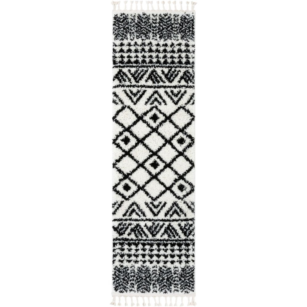 Tayanna Tribal marokkanischer Shag-Teppich aus Elfenbein