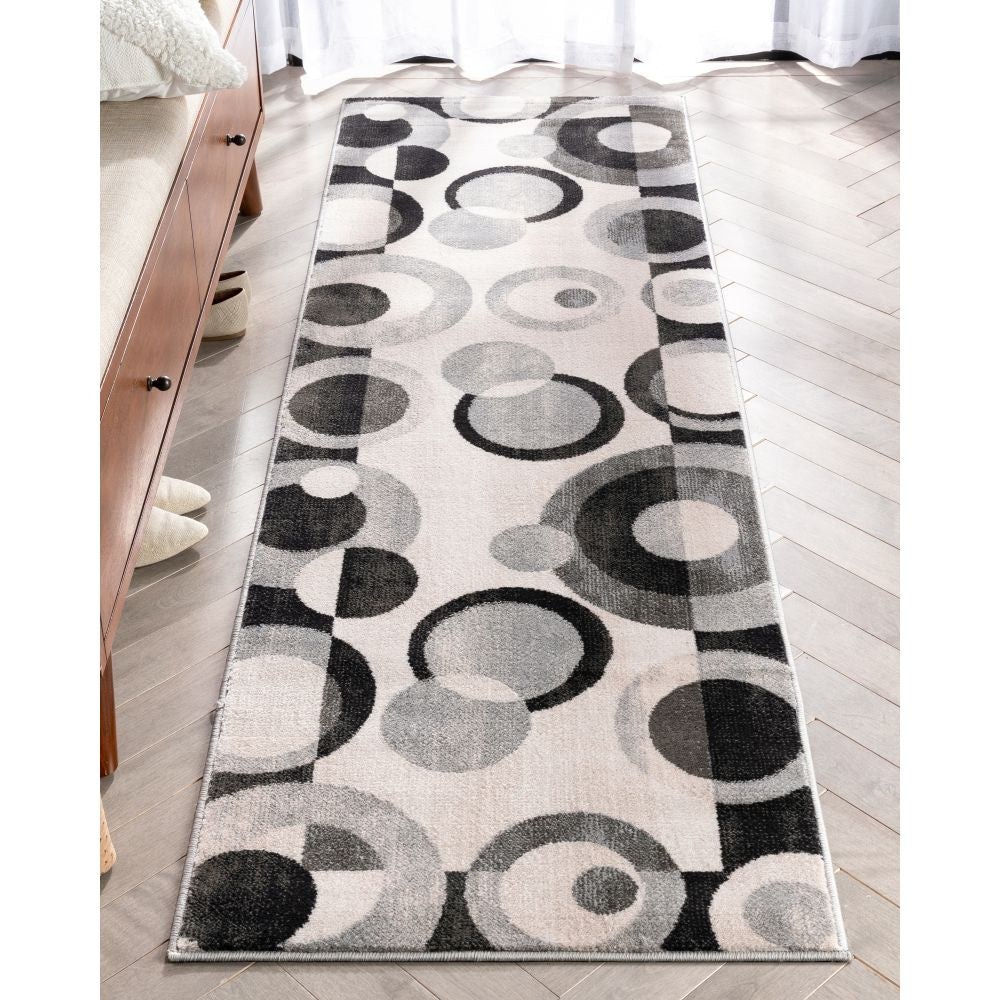 Avi Moderner geometrischer grau-schwarzer Teppich