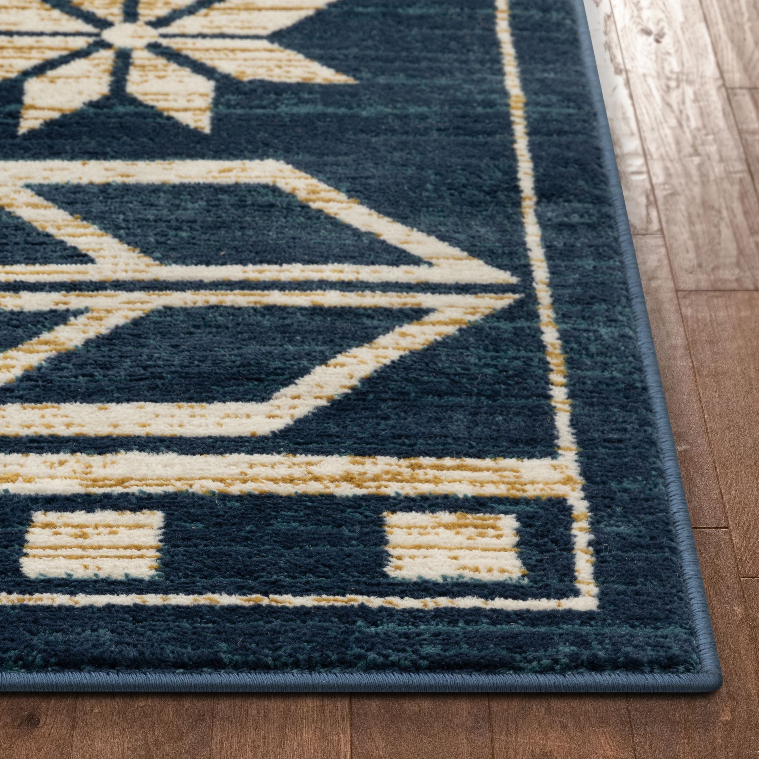 Canton Southwestern Tribal Bohemian Blauer Teppich
