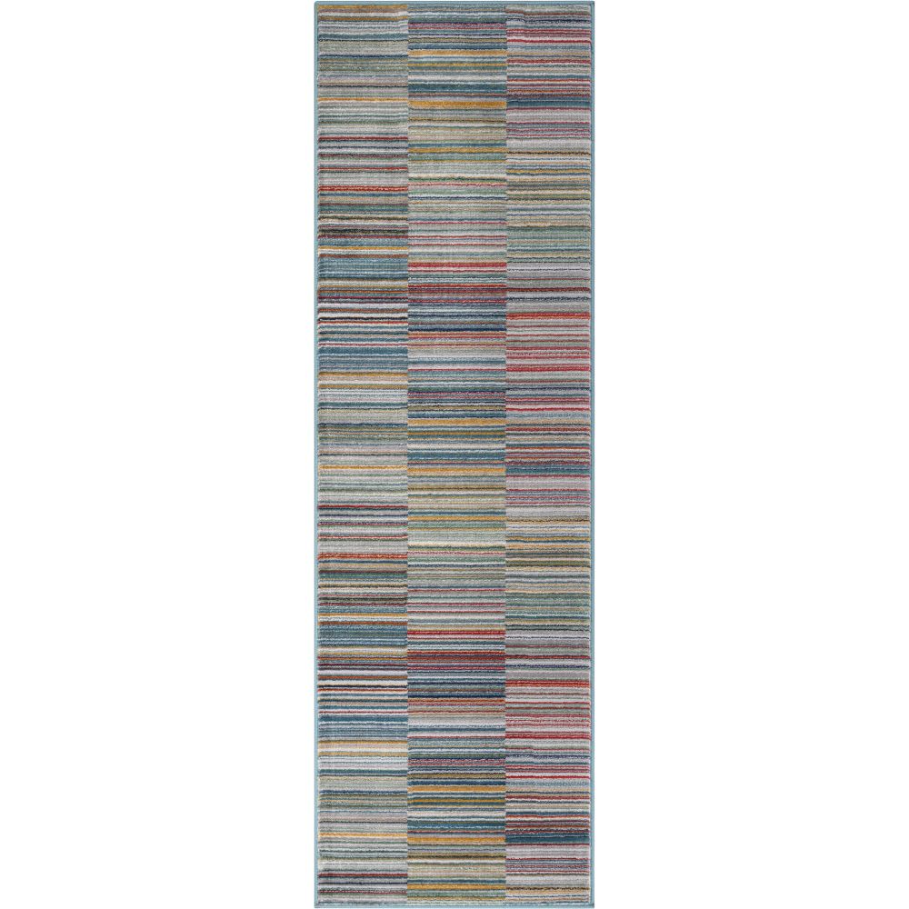 Nampa Tribal Stripes Geometrisches Muster Gr&uuml;n Blau Distressed Teppich