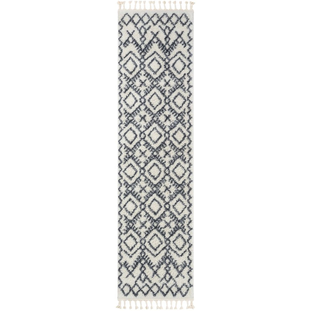 Chantico marokkanischer Shag-Teppich mit Gittermuster in Grau