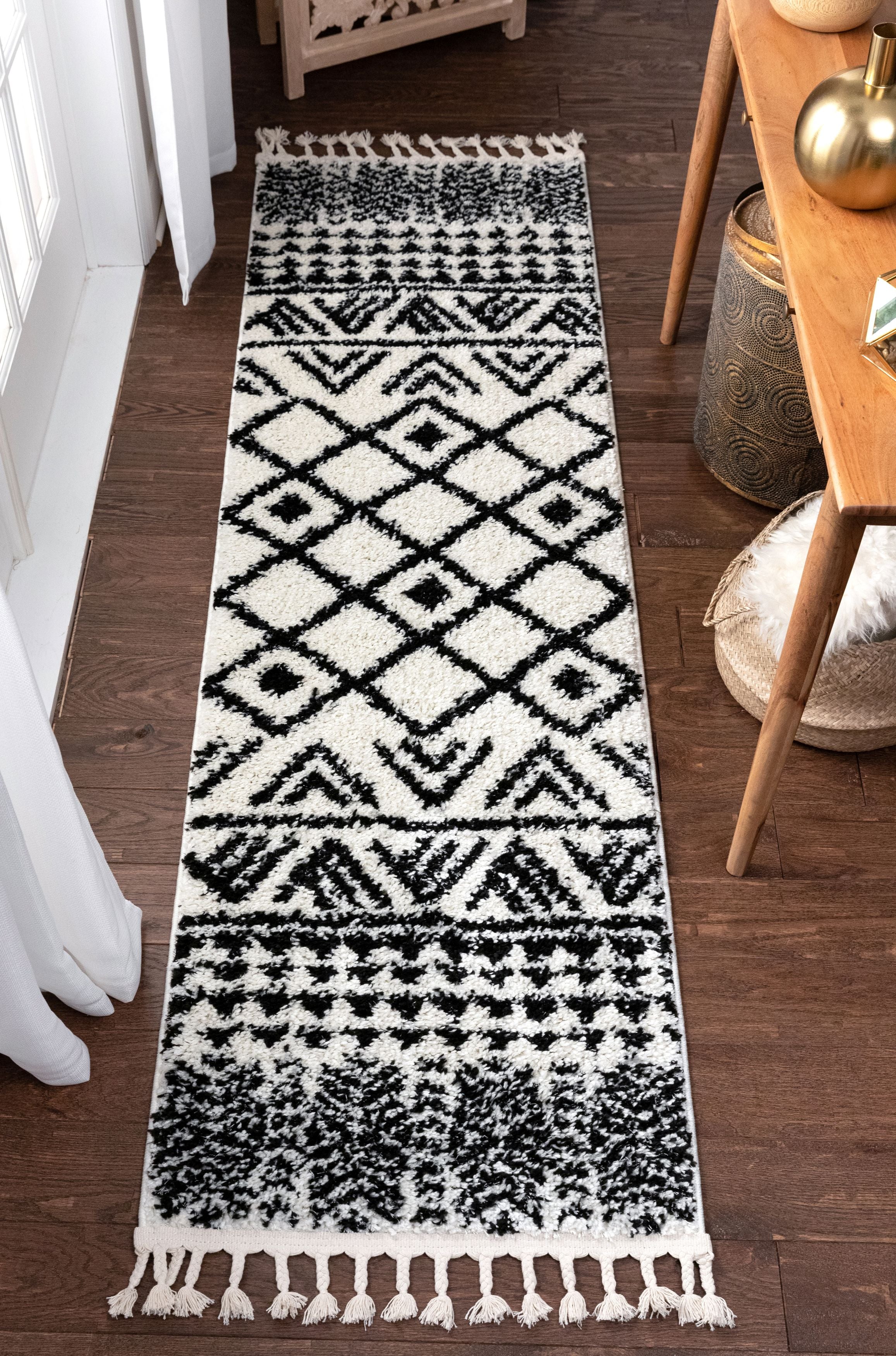 Tayanna Tribal marokkanischer Shag-Teppich aus Elfenbein