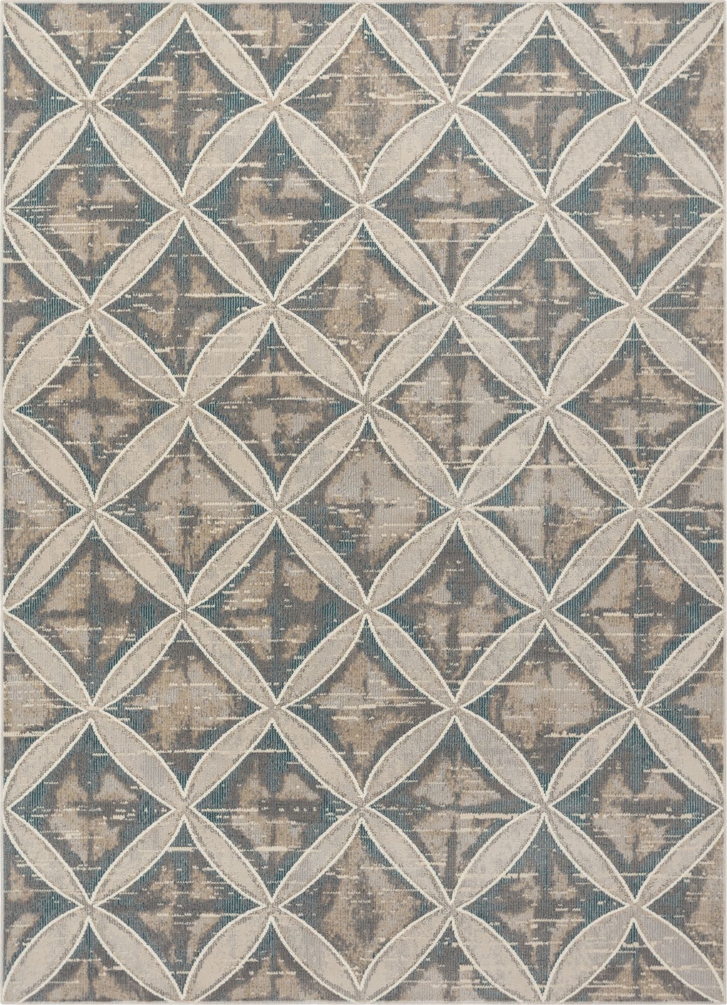 Sofia Beige Vintage Modern Trellis Teppich