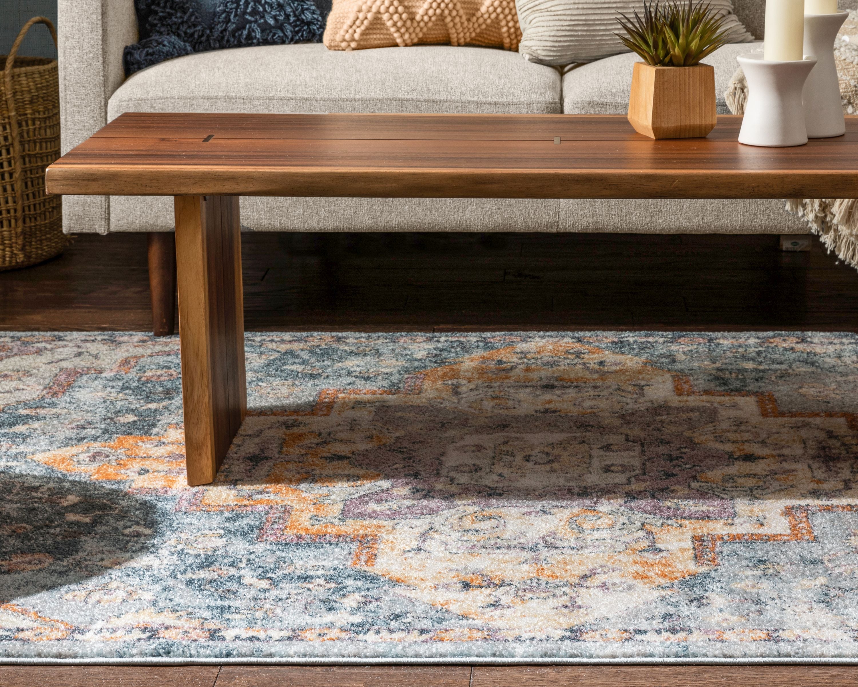 Encino Global Vintage Medaillon Hellblauer Teppich