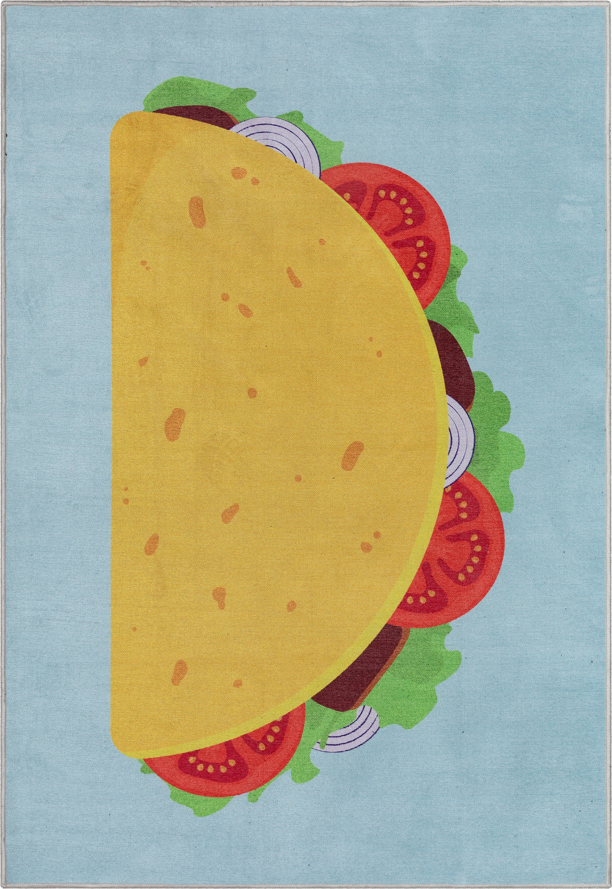 Double Taco Neuheit Flachgewebe-Teppich in Multi-Blau