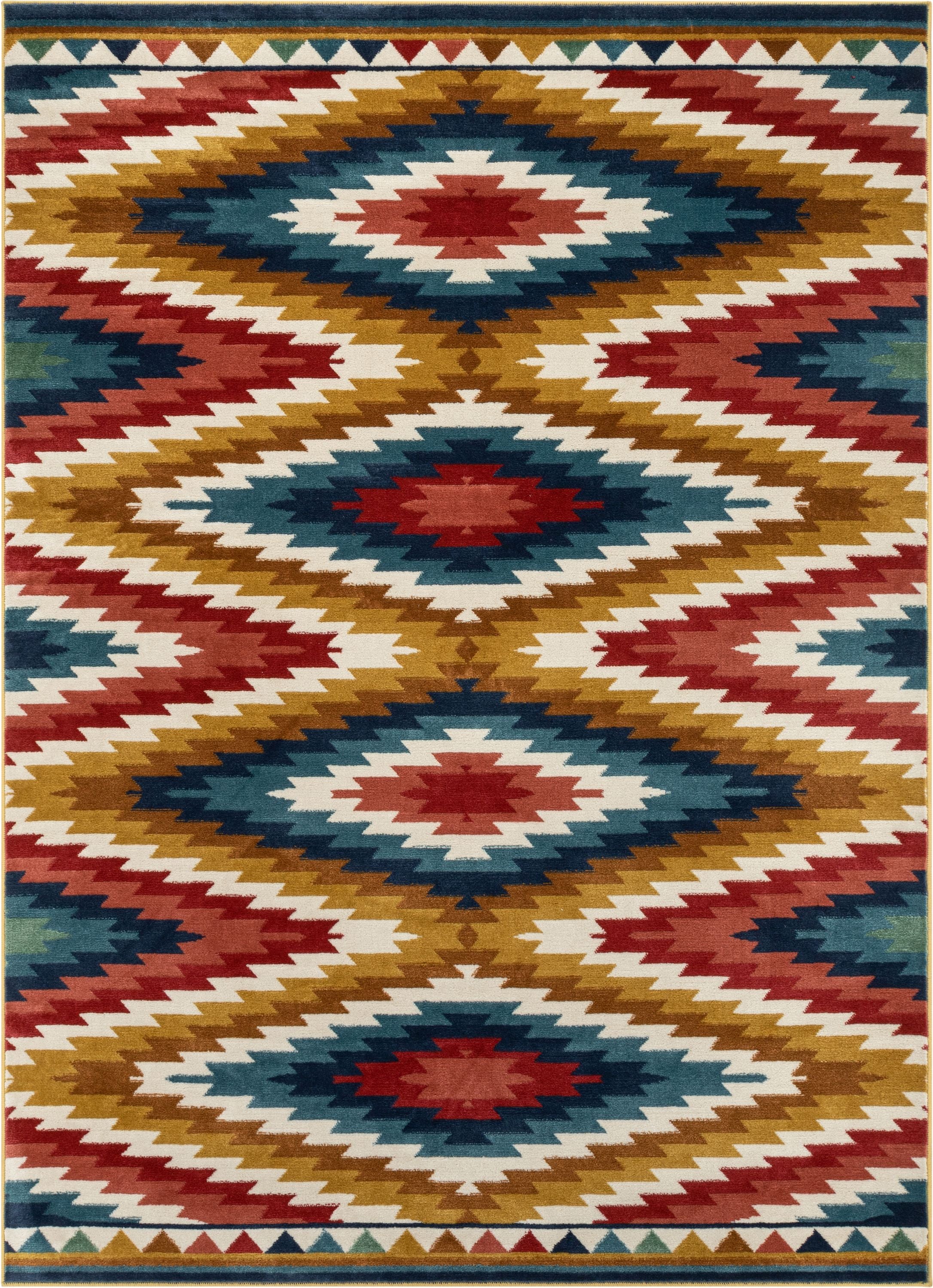 Mia Southwestern Tribal Azteken-Bohemian-Teppich in Blau