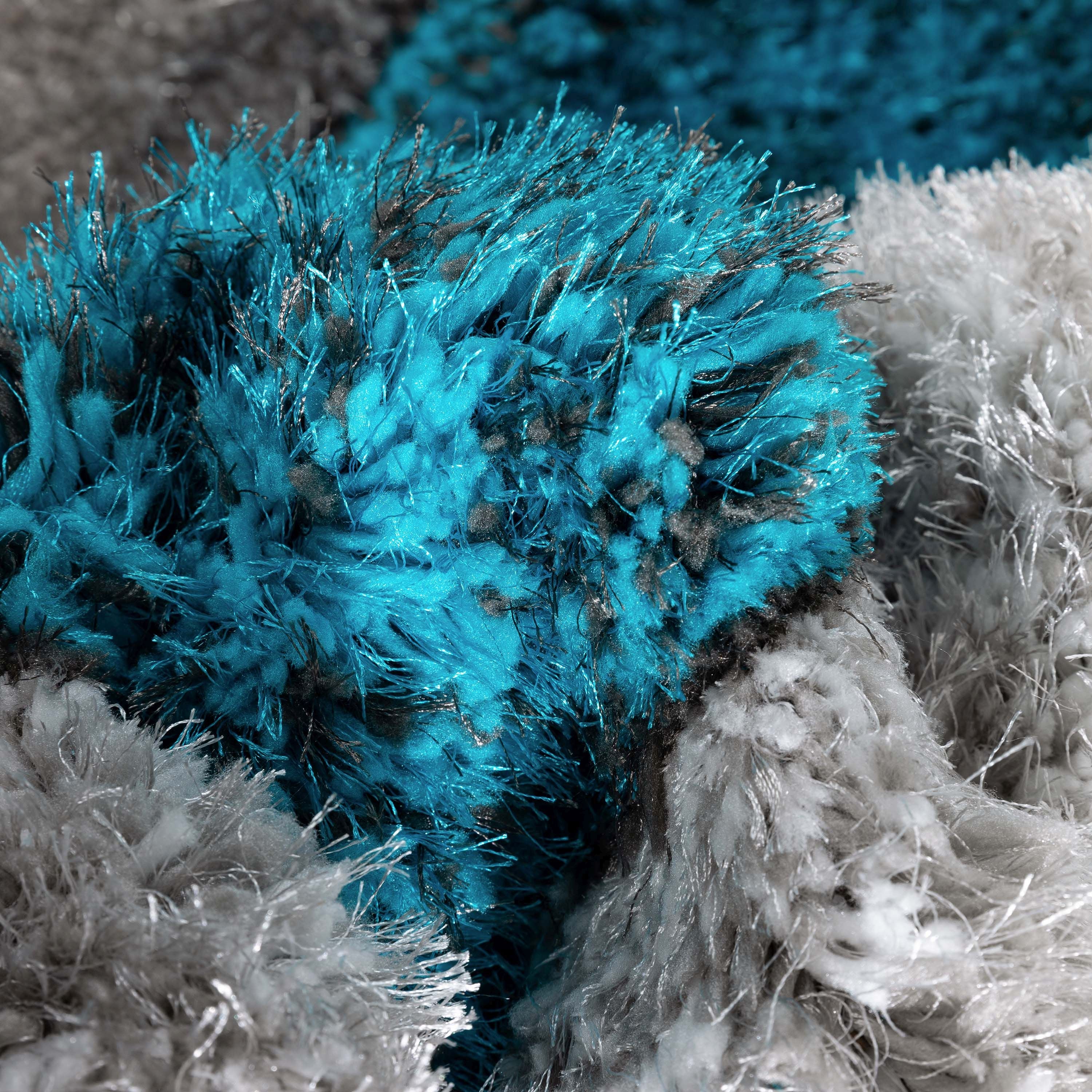 Malibu Blauer moderner 3D-strukturierter Shag-Teppich