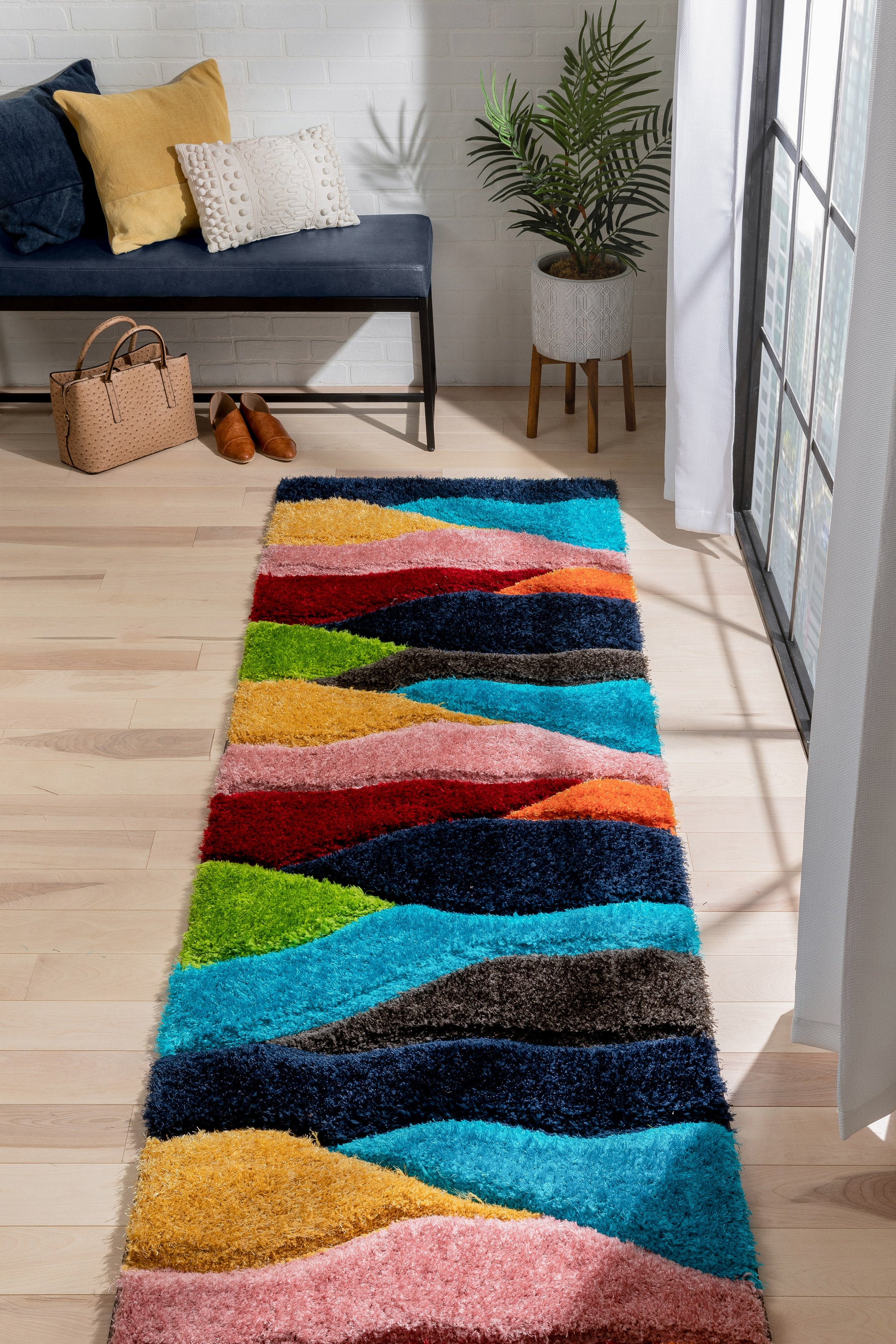 Balboa Modern Abstract Shag Multi 3D-strukturierter dicker und weicher Shag-Teppich