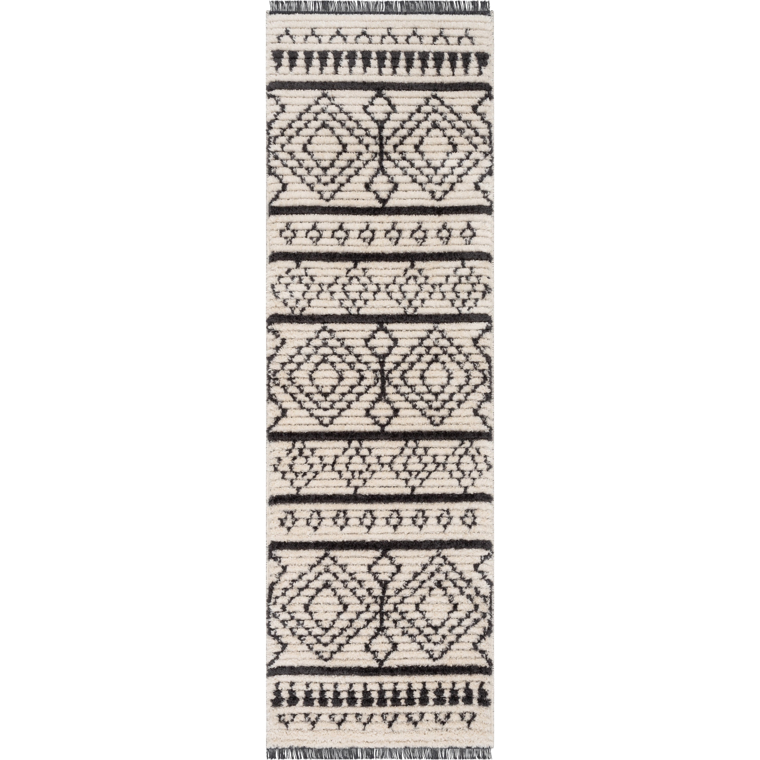 Odina Tribal Diamond Lattice Pattern Grauer High-Low-strukturierter Florteppich