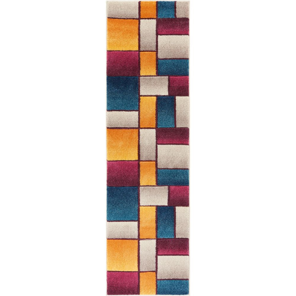 Cremefarbener Saree-Mid-Century-Modern-Teppich