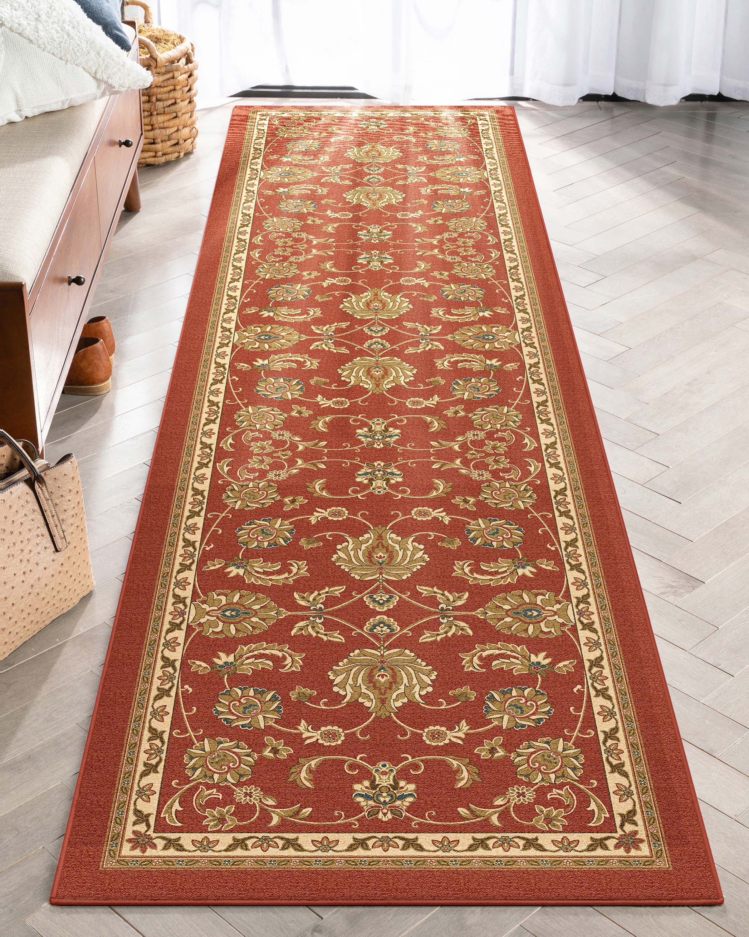 Tabriz Traditioneller orientalischer Flachgewebe-Teppich mit Baumwollr&uuml;cken