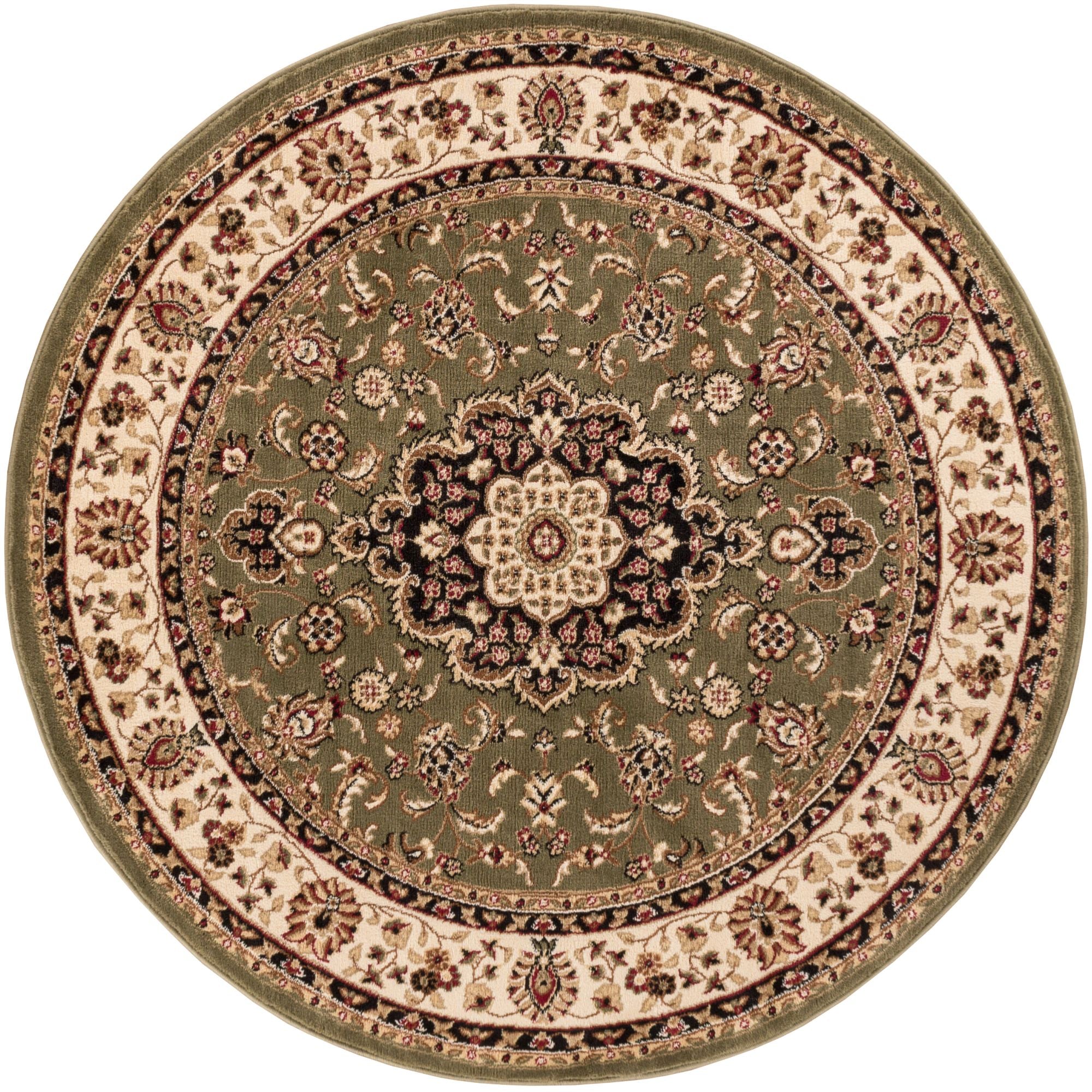 Medaillon Kashan Gr&uuml;ner traditioneller runder Teppich