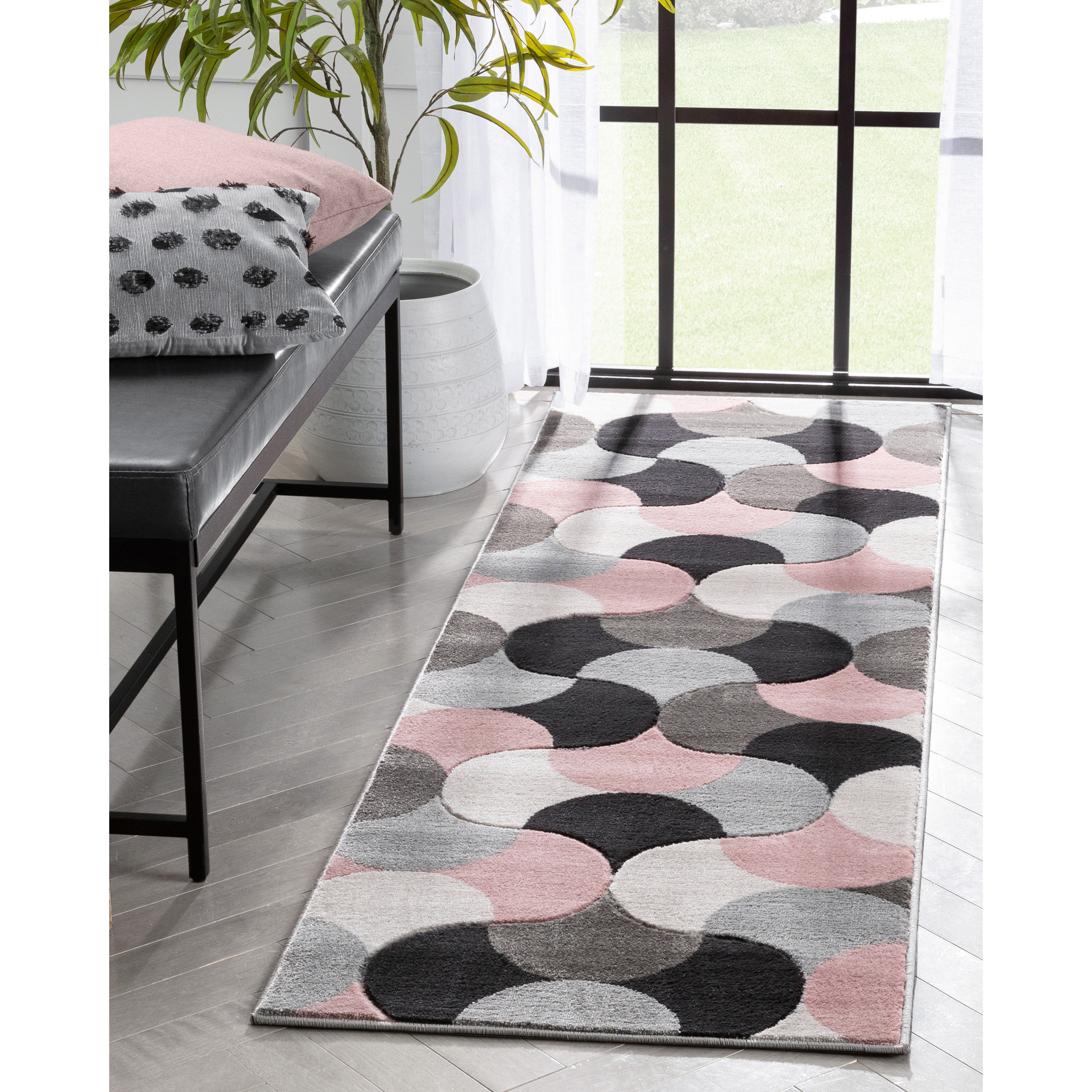 Helena Blush Pink Mid-Century Modern Abstrakter geometrischer 3D-Strukturteppich