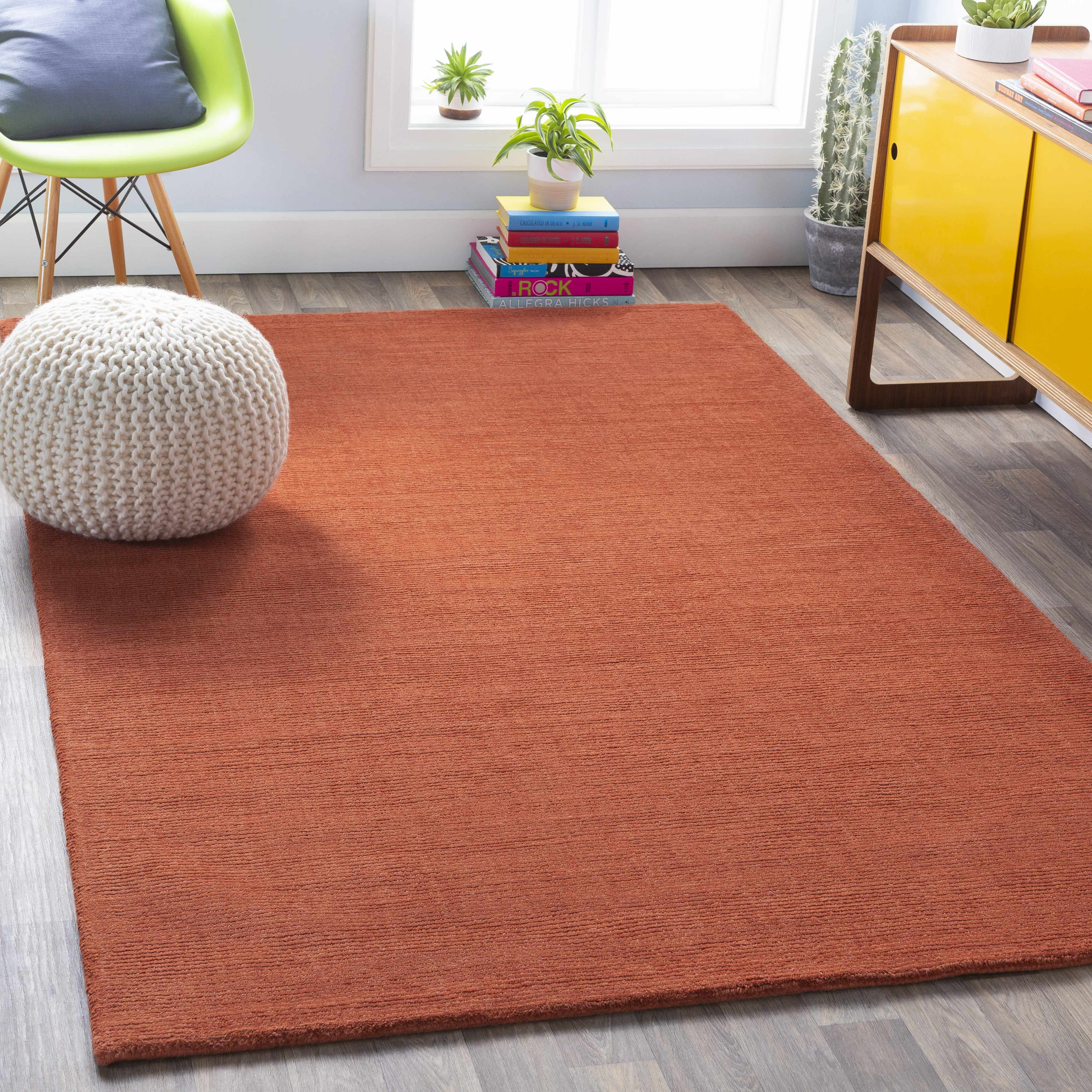 Teppich Brockton aus massiver Wolle in Orange