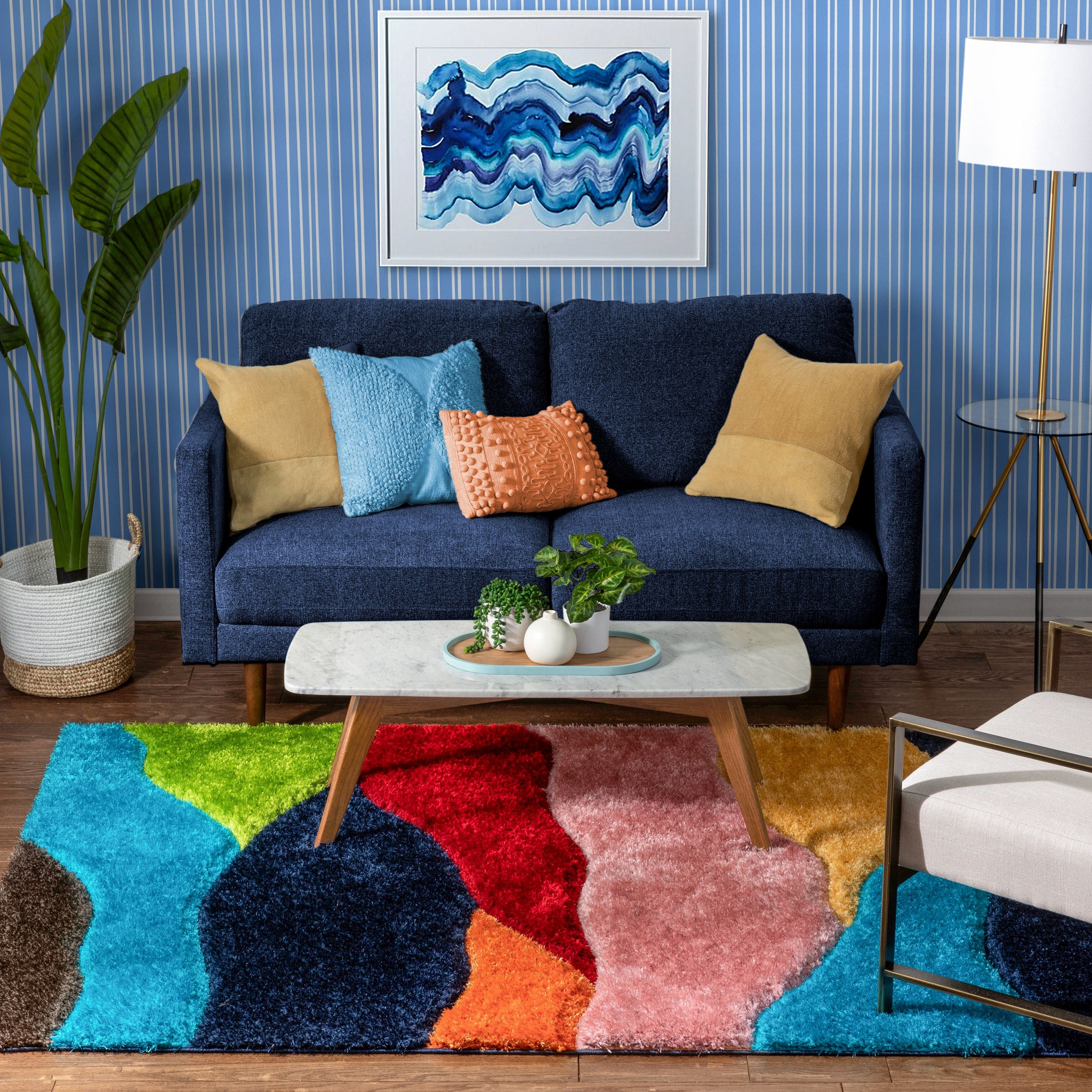 Balboa Modern Abstract Shag Multi 3D-strukturierter dicker und weicher Shag-Teppich