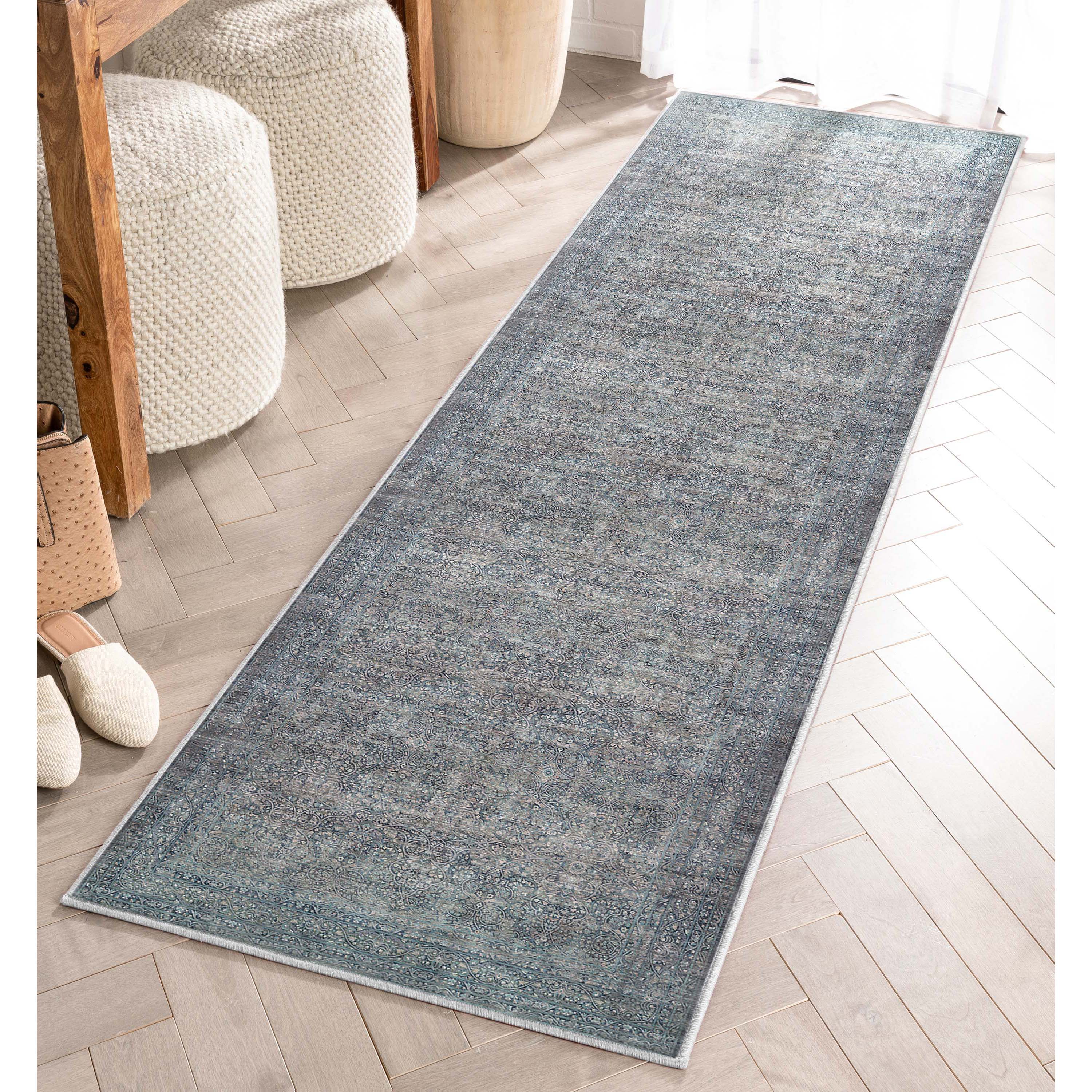 Juliette Vintage persischer orientalischer Flachgewebe-Teppich in Blau