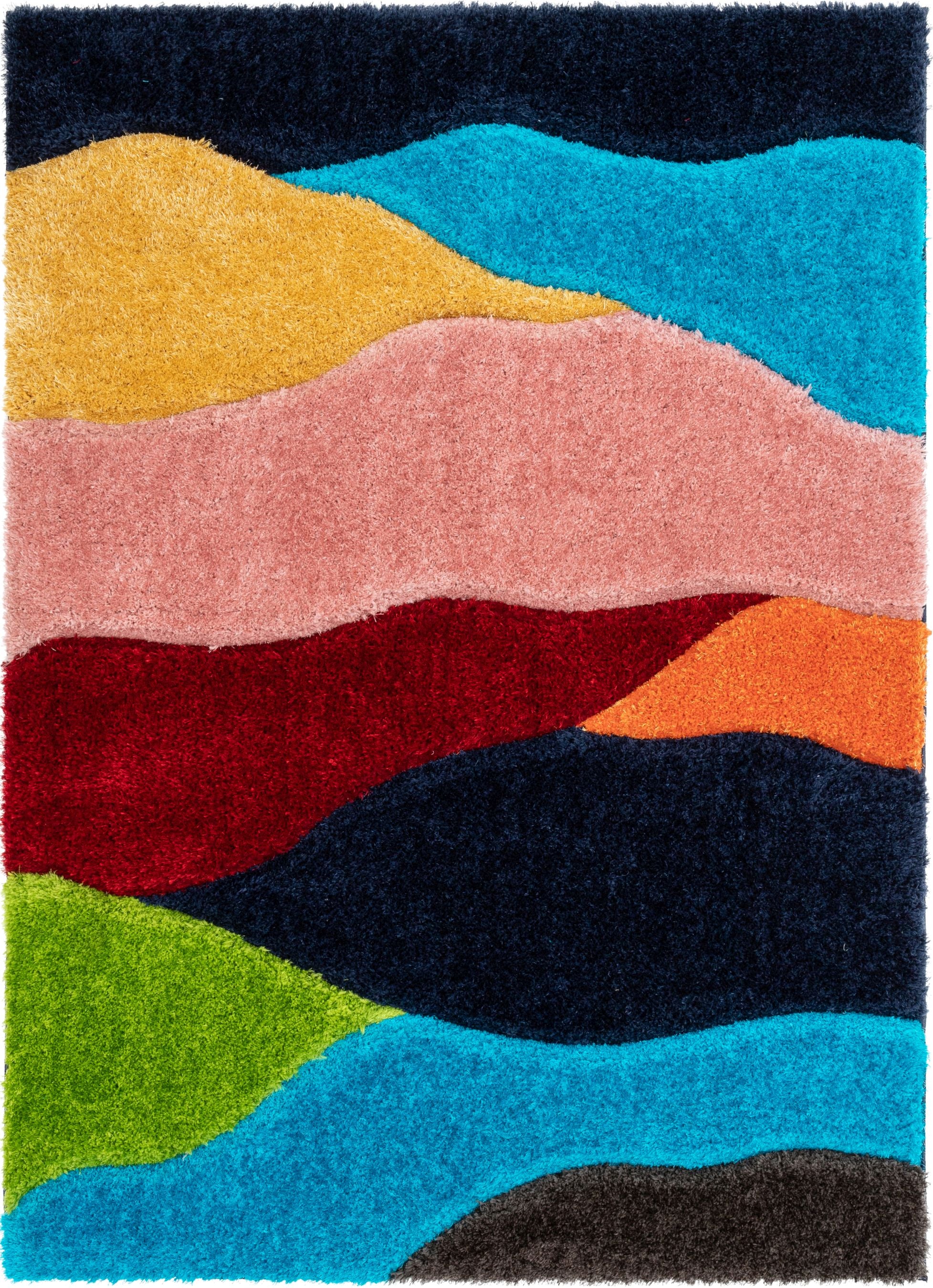 Balboa Modern Abstract Shag Multi 3D-strukturierter dicker und weicher Shag-Teppich
