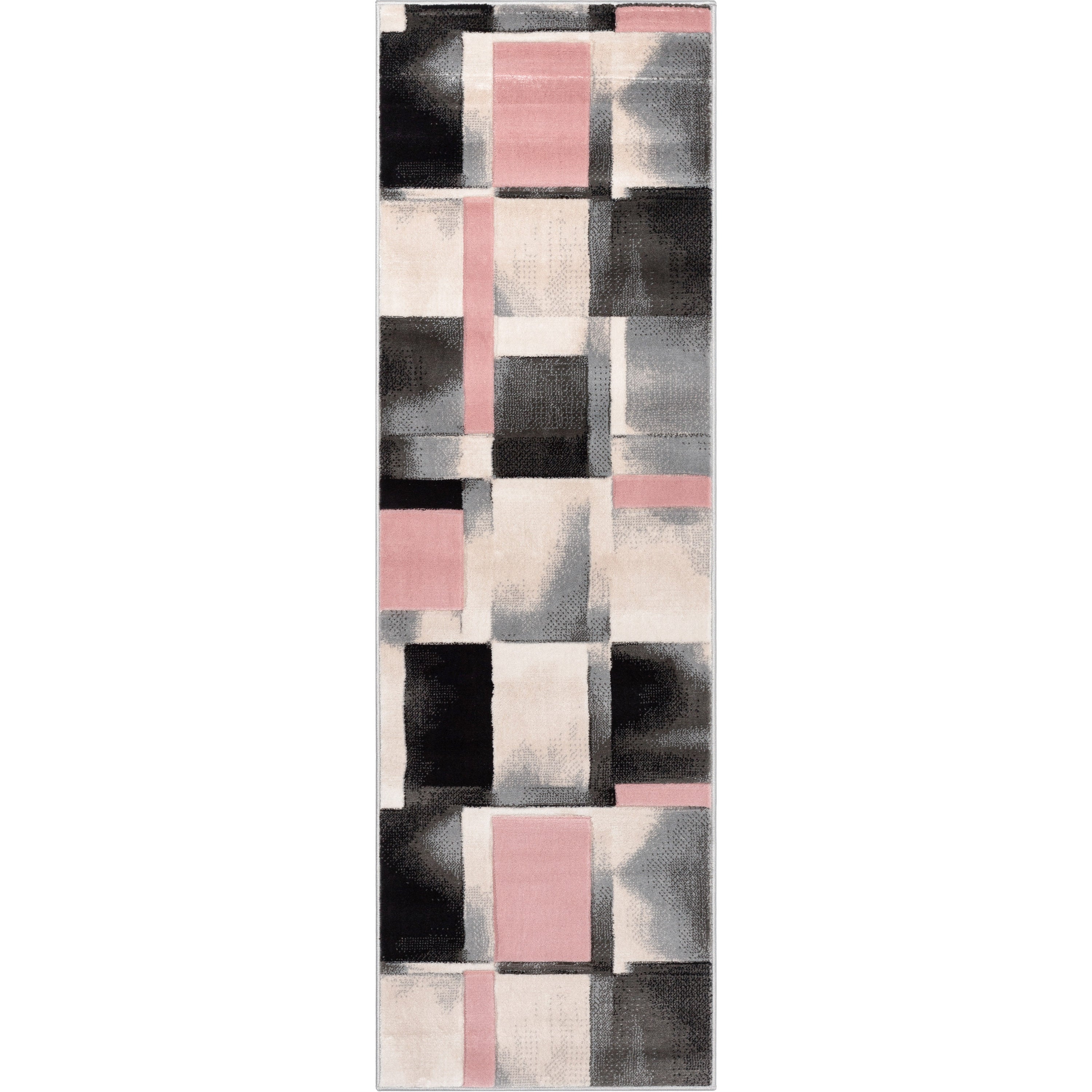 Louisa Blush Pink Moderner Teppich mit geometrischen Boxen und 3D-Struktur