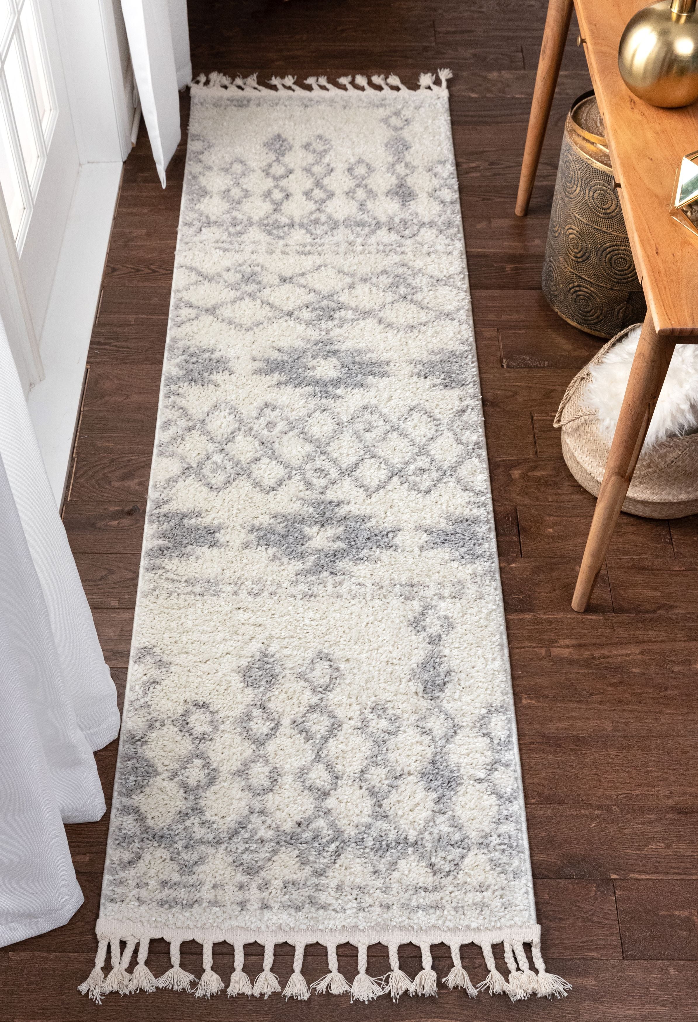 Tozi marokkanischer Tribal-Shag-Teppich in Beige