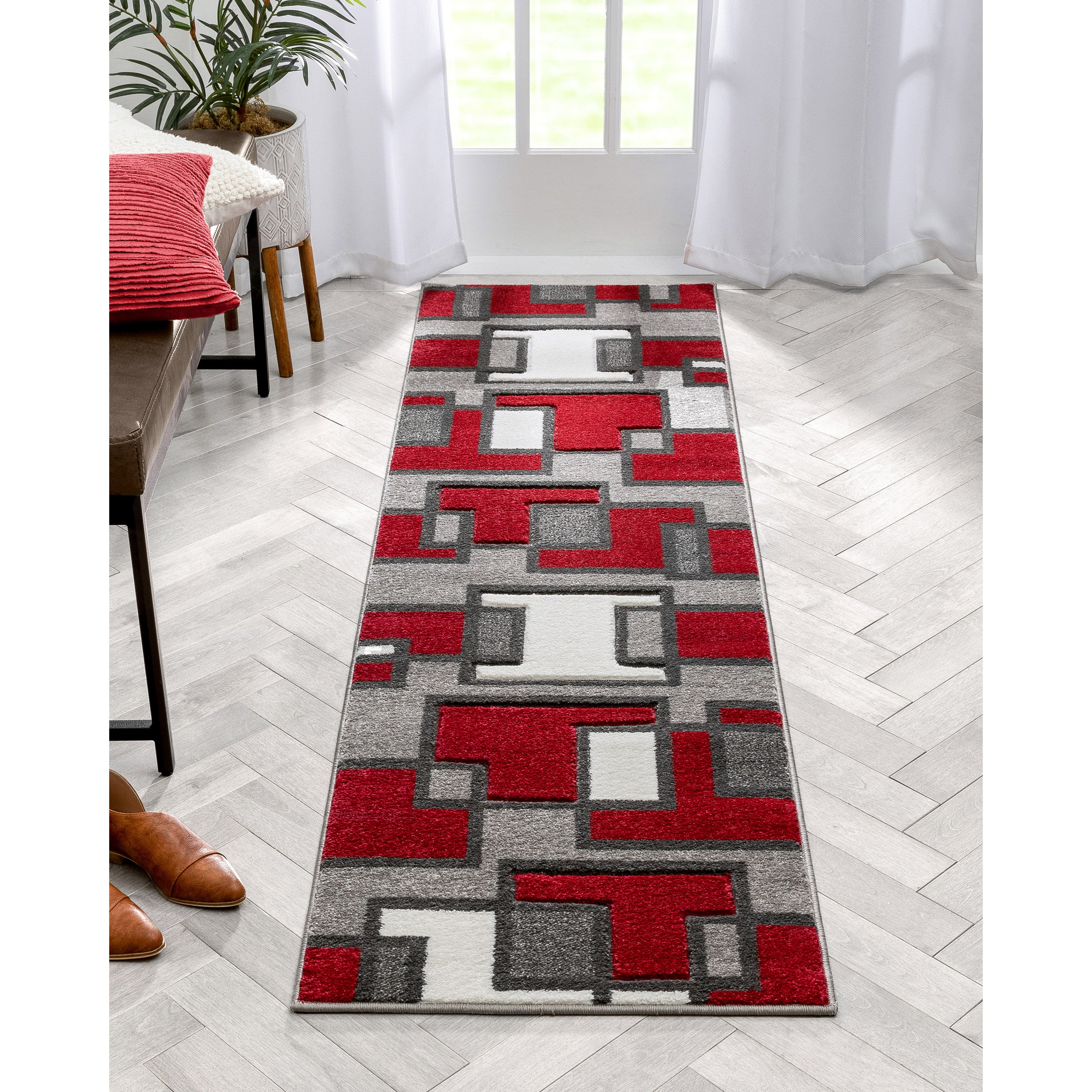 Roter moderner Teppich Imagination Squares
