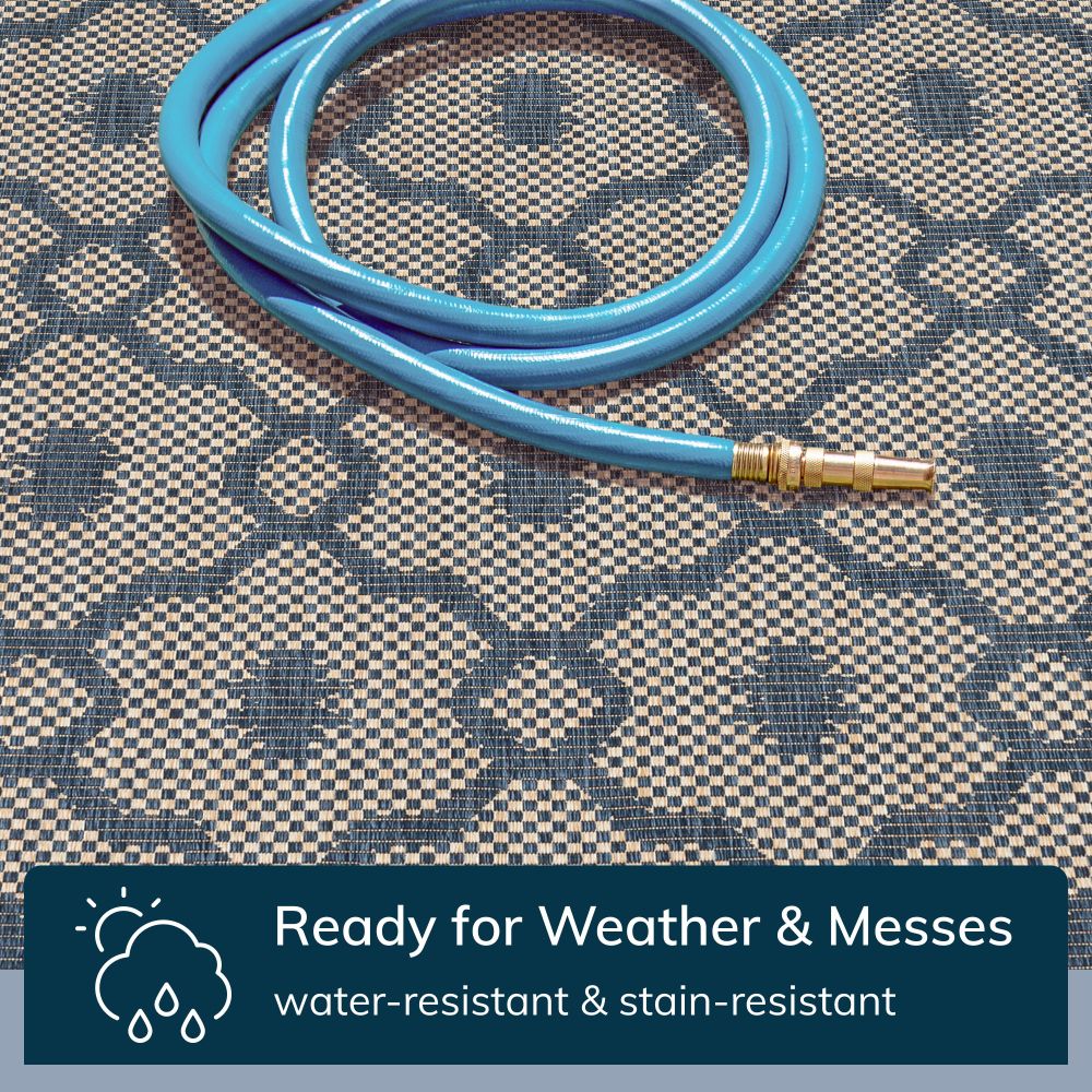 Sol Lattice Trellis Indoor Outdoor Blauer Flachgewebe-Teppich