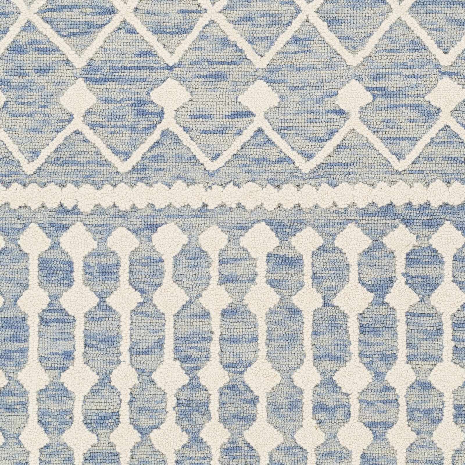 Blauer Plainwell-Wollteppich mit Pr&auml;gung &ndash; Ausverkauf