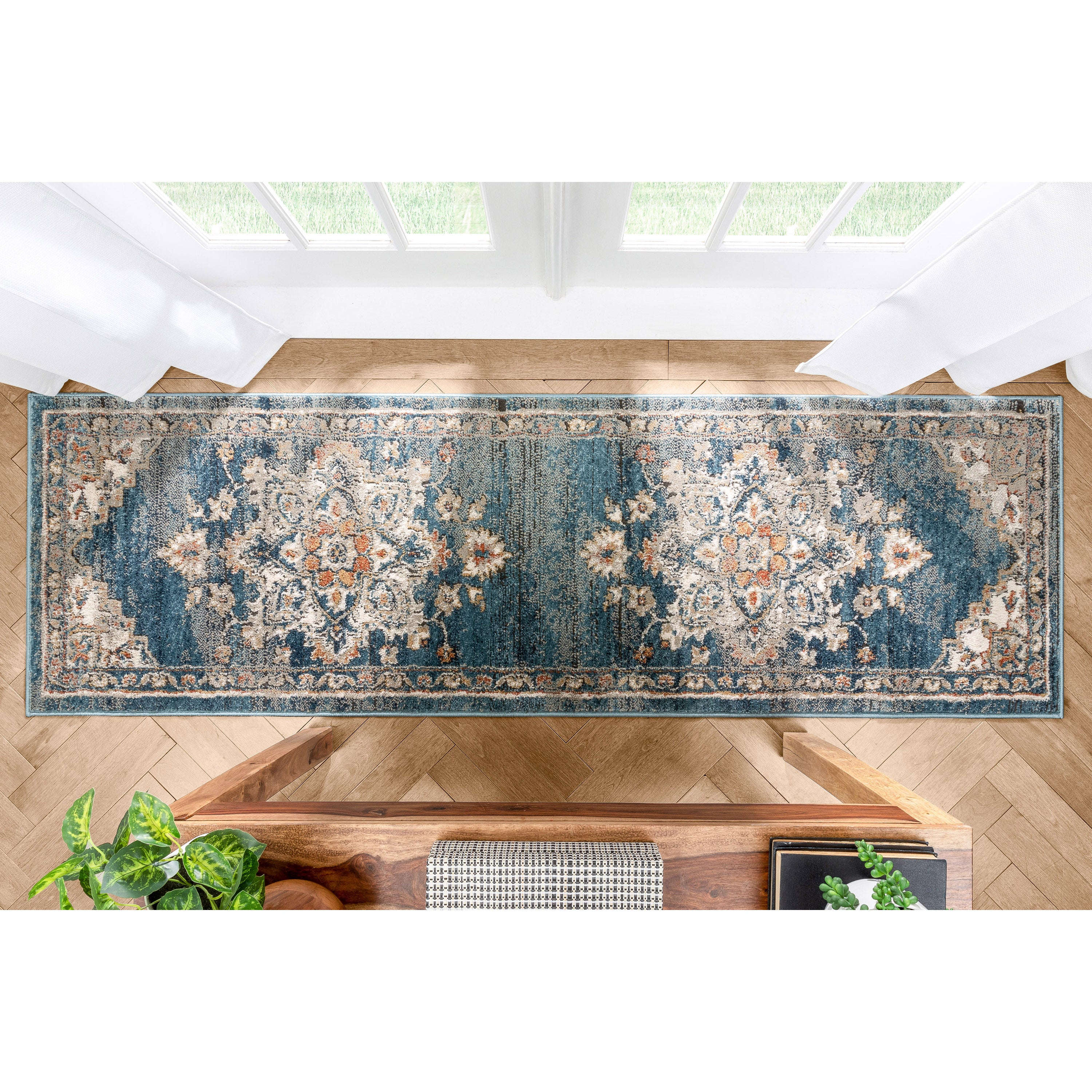 Ursula Vintage persischer orientalischer blau-schwarzer Rostteppich