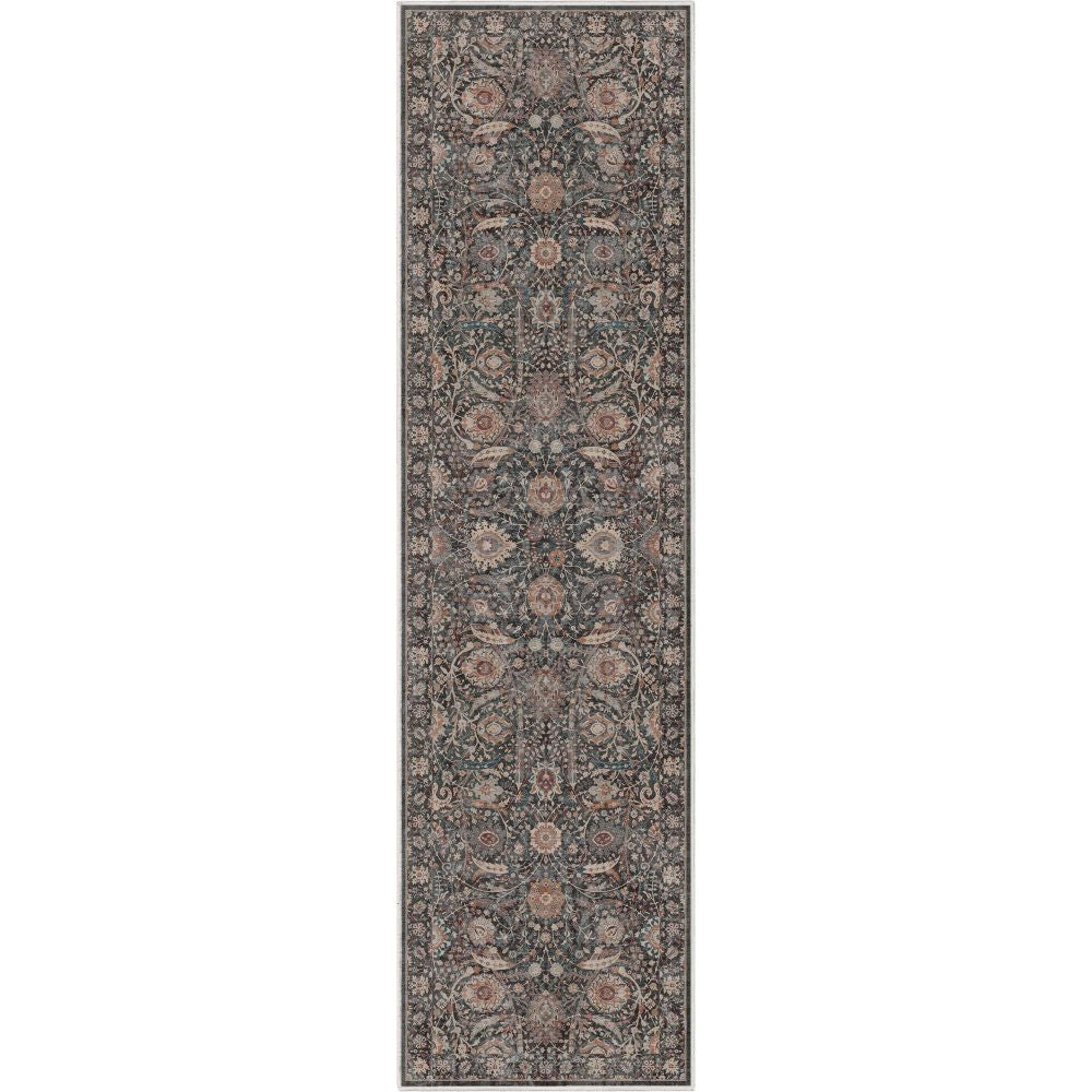 Liana Vintage Orientalischer Flachgewebe-Teppich in Anthrazit