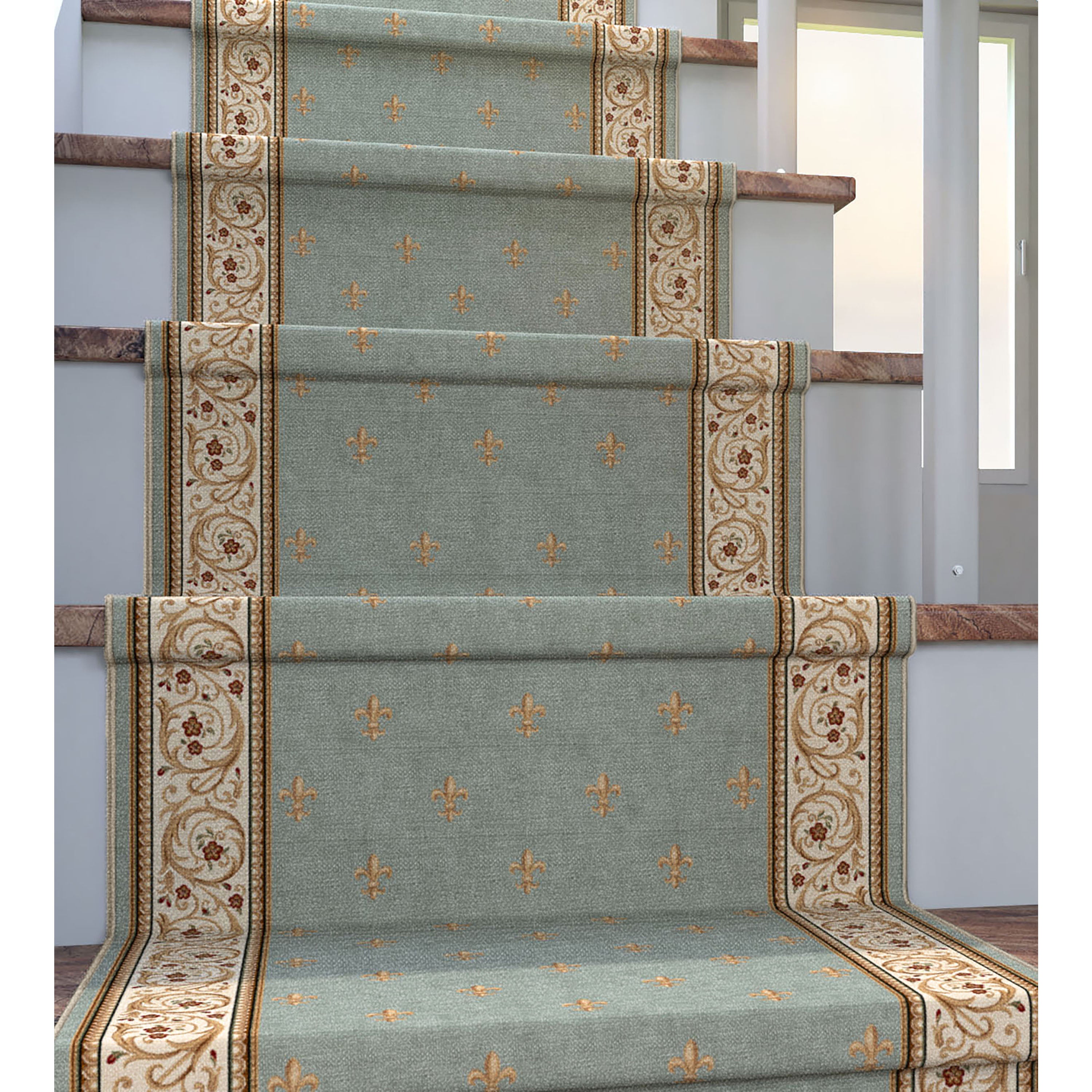 L&auml;ufer in individueller Gr&ouml;&szlig;e, Fleur De Lis, traditionelles Blau, w&auml;hlen Sie Ihre Breite x w&auml;hlen Sie Ihre L&auml;nge. Flurl&auml;ufer-Teppich