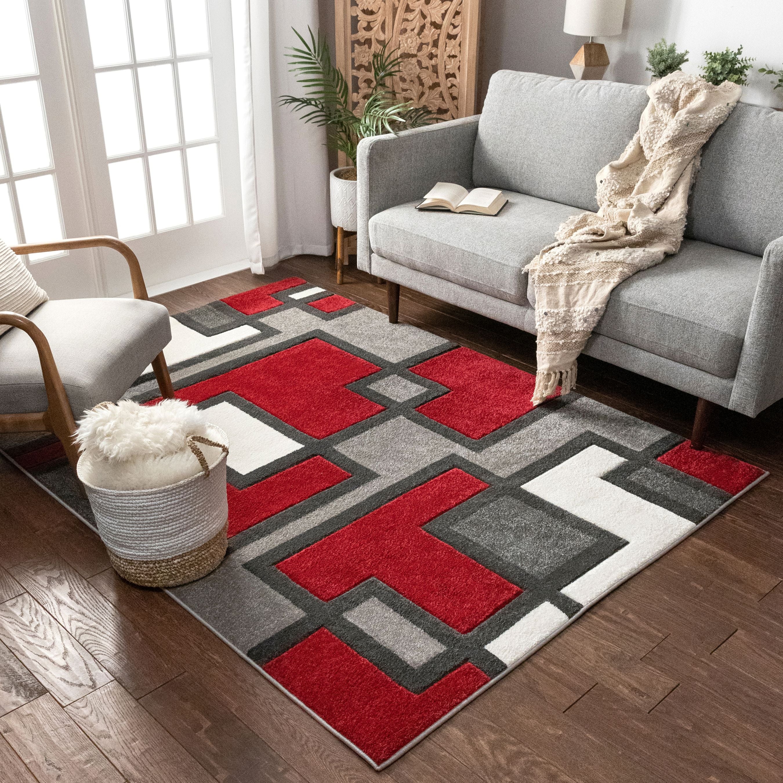 Roter moderner Teppich Imagination Squares