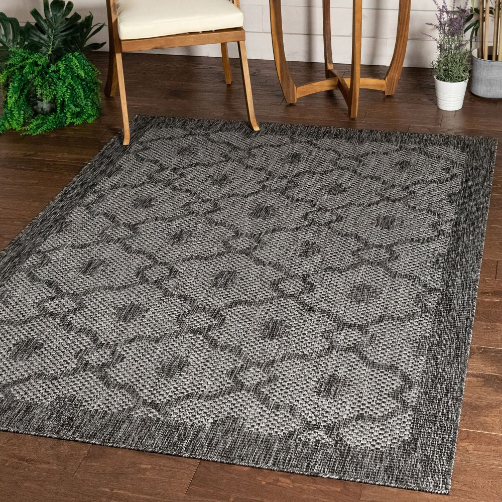 Sol Lattice Trellis Indoor Outdoor Grauer Flachgewebe-Teppich