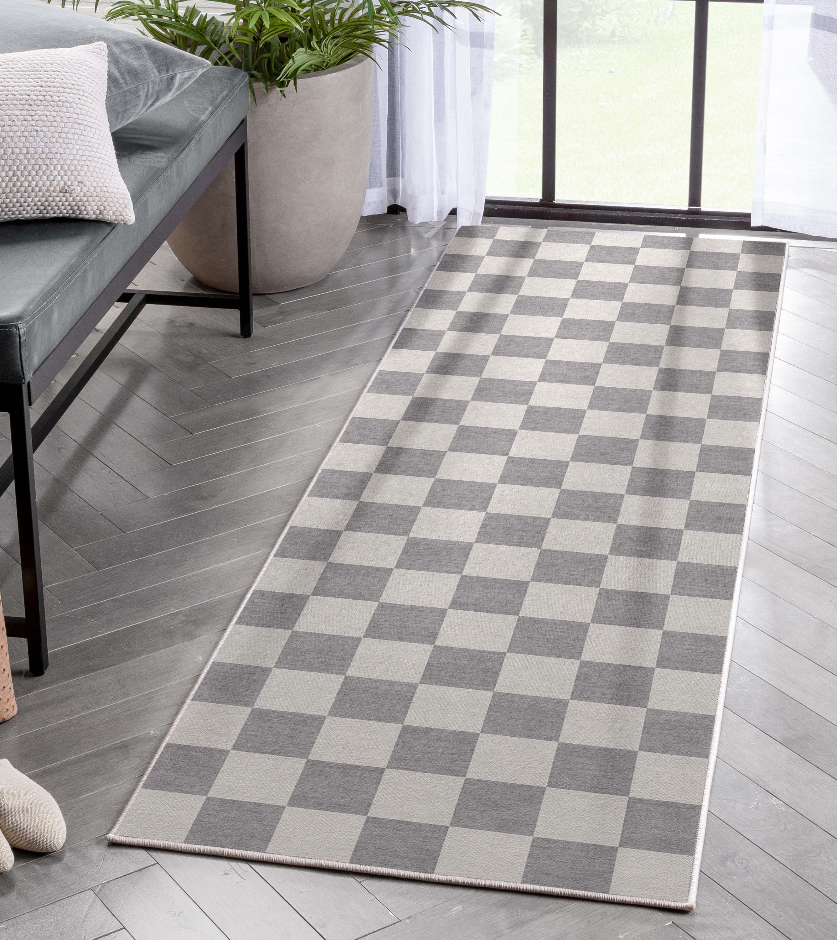 Quadratischer Flachgewebe-Teppich mit modernen geometrischen Boxen