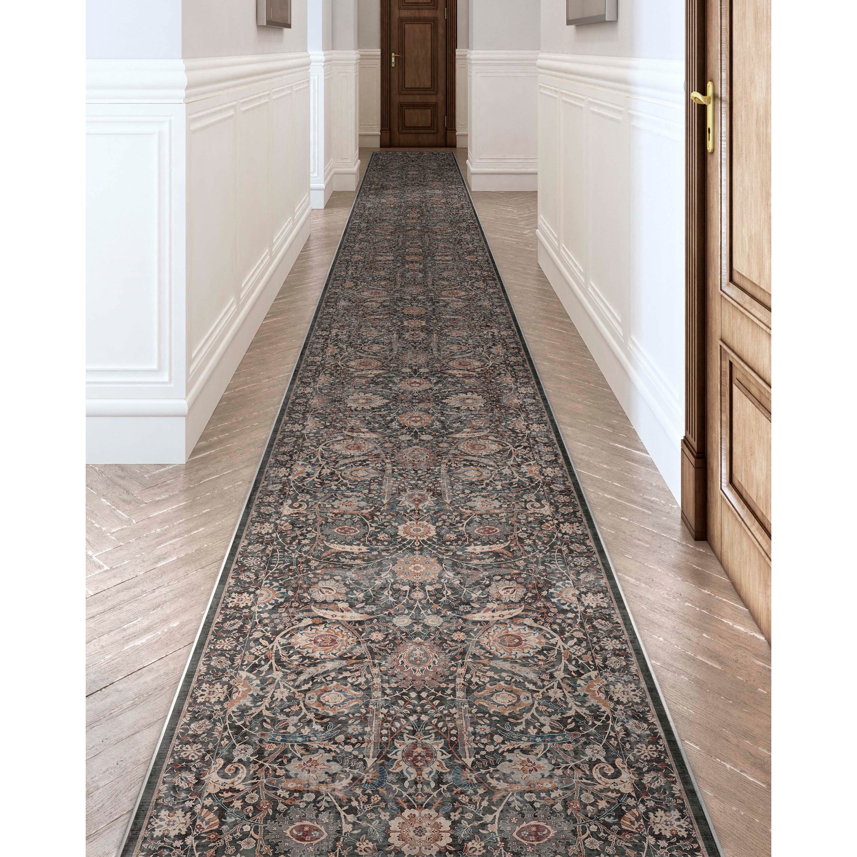 Liana Vintage Orientalischer Flachgewebe-Teppich in Anthrazit