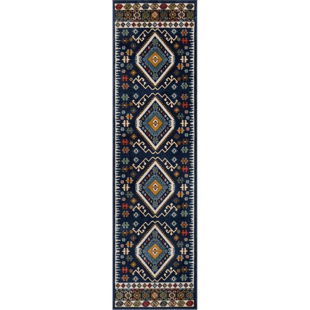 Ravia Southwestern Tribal Azteken-Teppich in b&ouml;hmischem Blau
