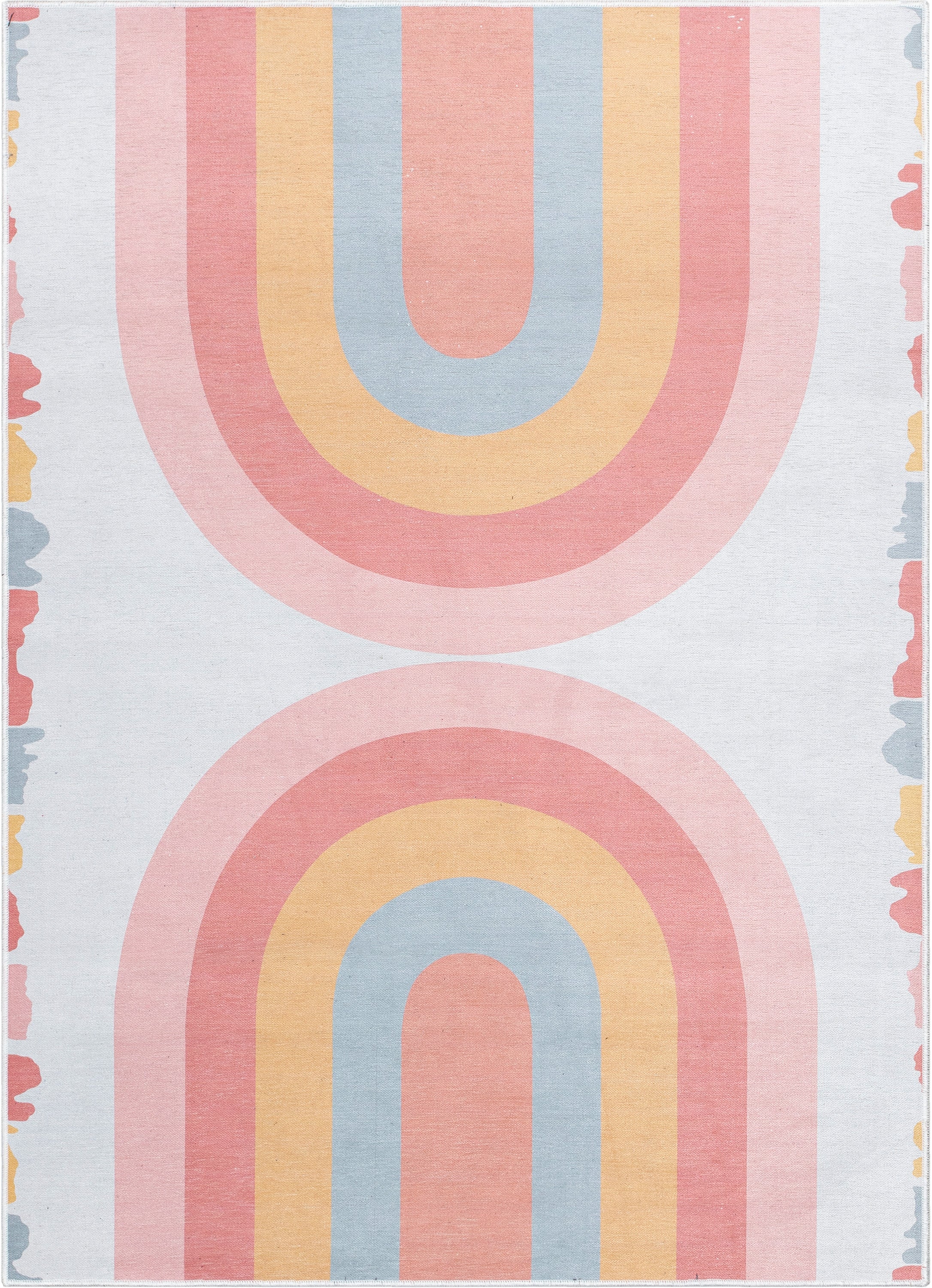 Moderner, mehrfarbiger Flachgewebe-Teppich &bdquo;Crescent Rainbow&ldquo;.