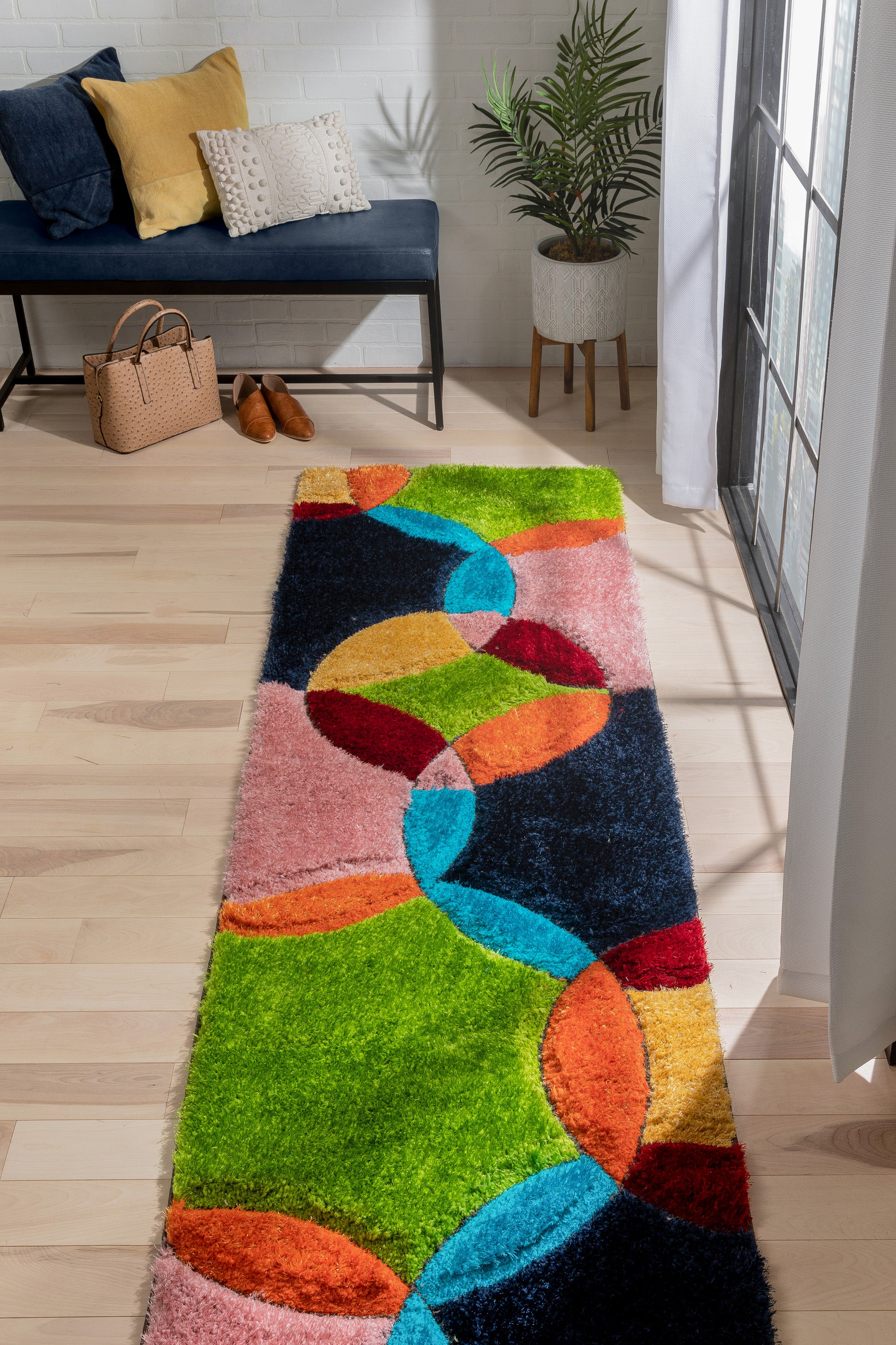 Newport Moderner geometrischer Shag-Teppich mit mehreren 3D-Strukturen, dicker und weicher Shag-Teppich