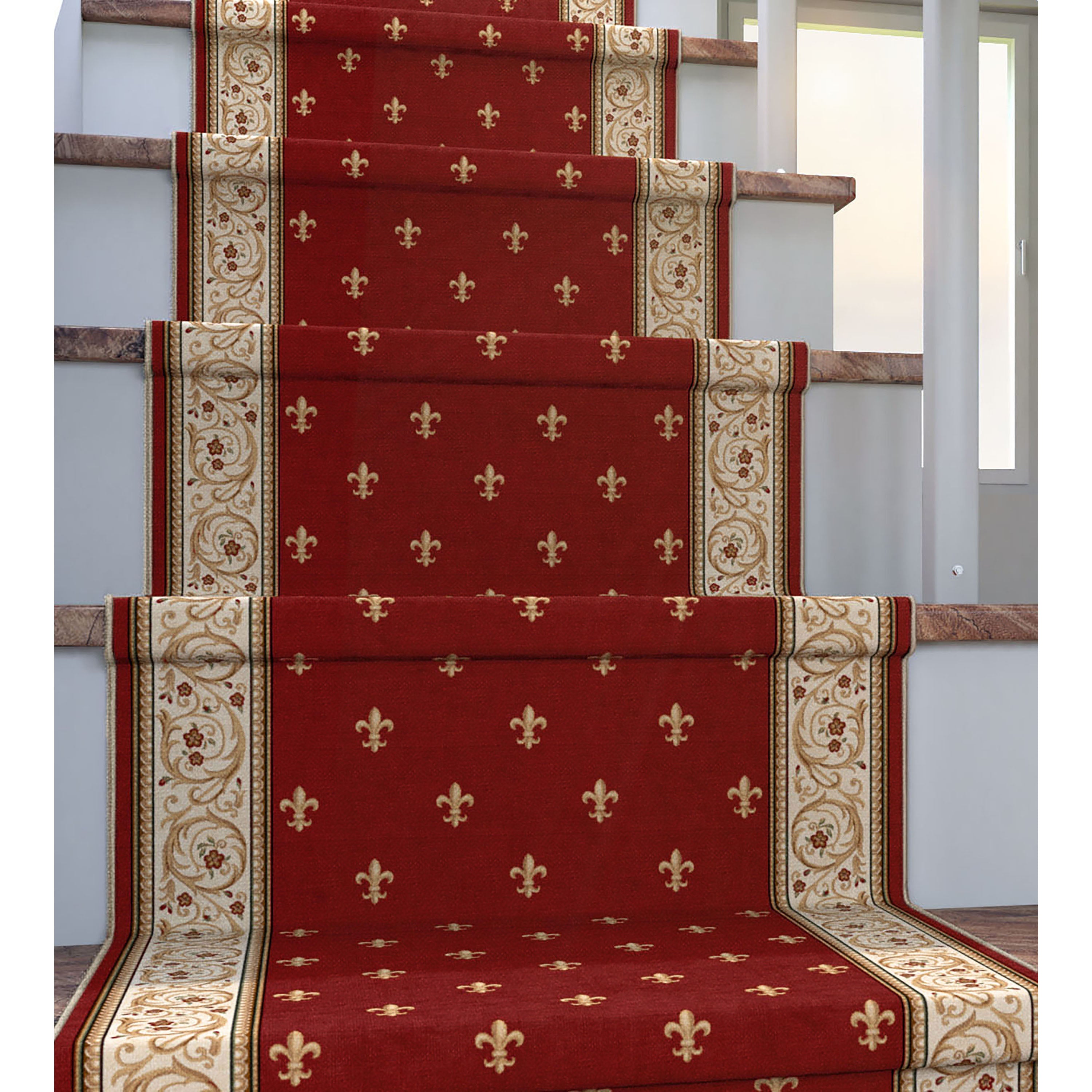 L&auml;ufer in individueller Gr&ouml;&szlig;e, Fleur De Lis, traditionelles Rot, w&auml;hlen Sie Ihre Breite x w&auml;hlen Sie Ihre L&auml;nge. Flurl&auml;ufer-Teppich