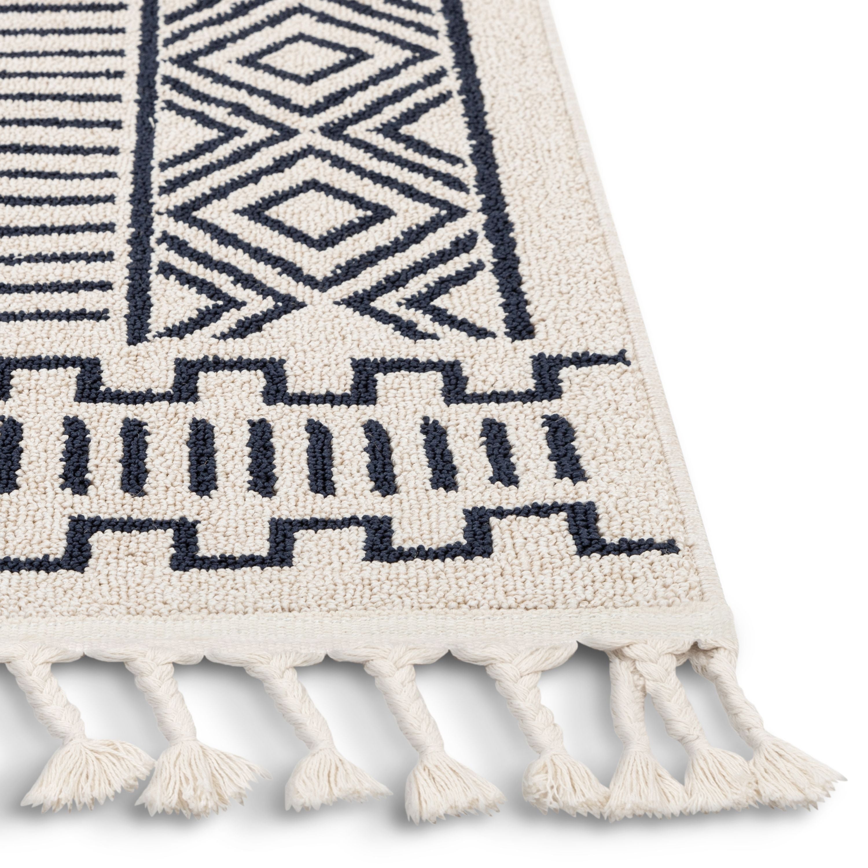Dora Tribal marokkanischer geometrischer dunkelblauer Kelim-Teppich