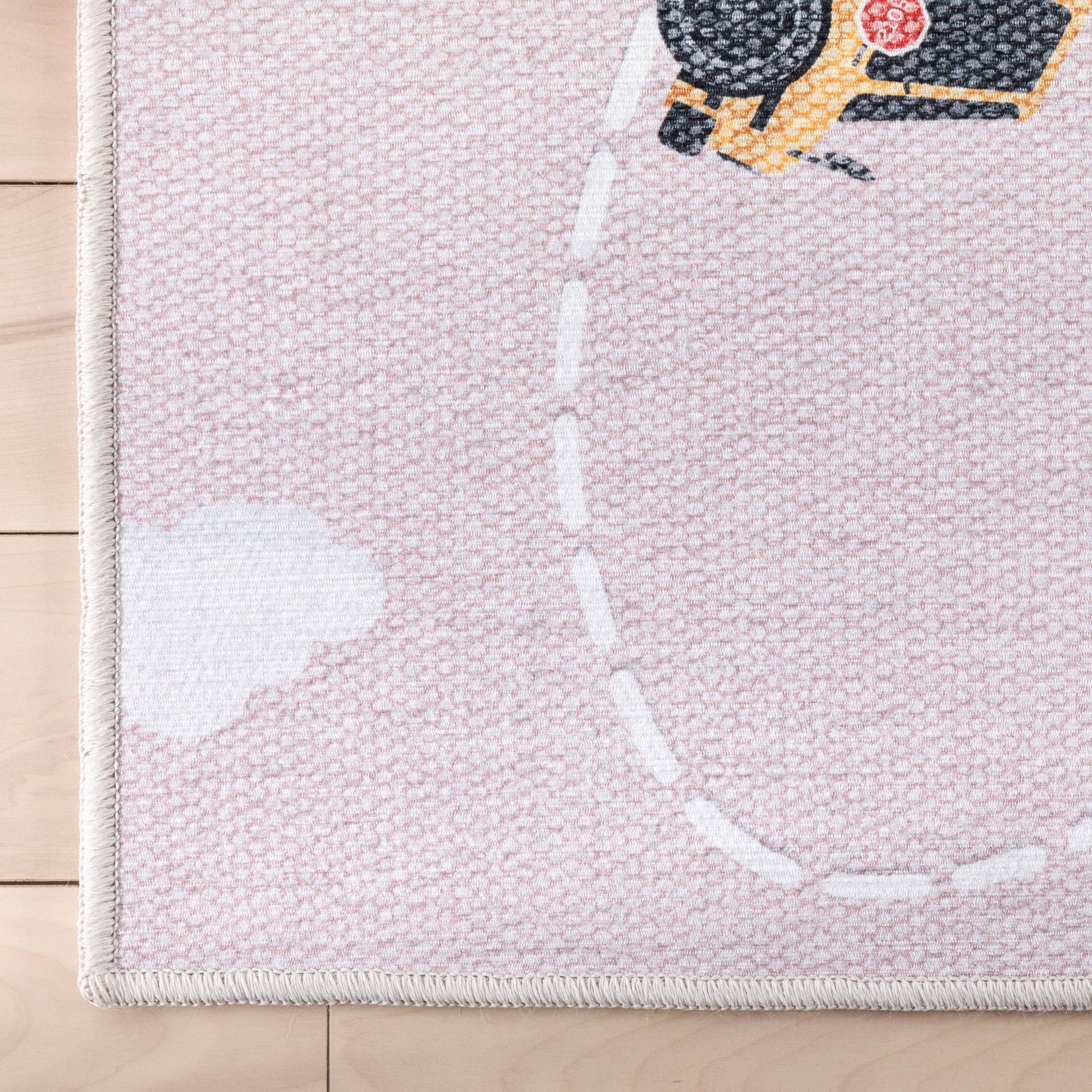 Moderner, flach gewebter Kinderteppich &bdquo;Traffic&ldquo; in Rosa