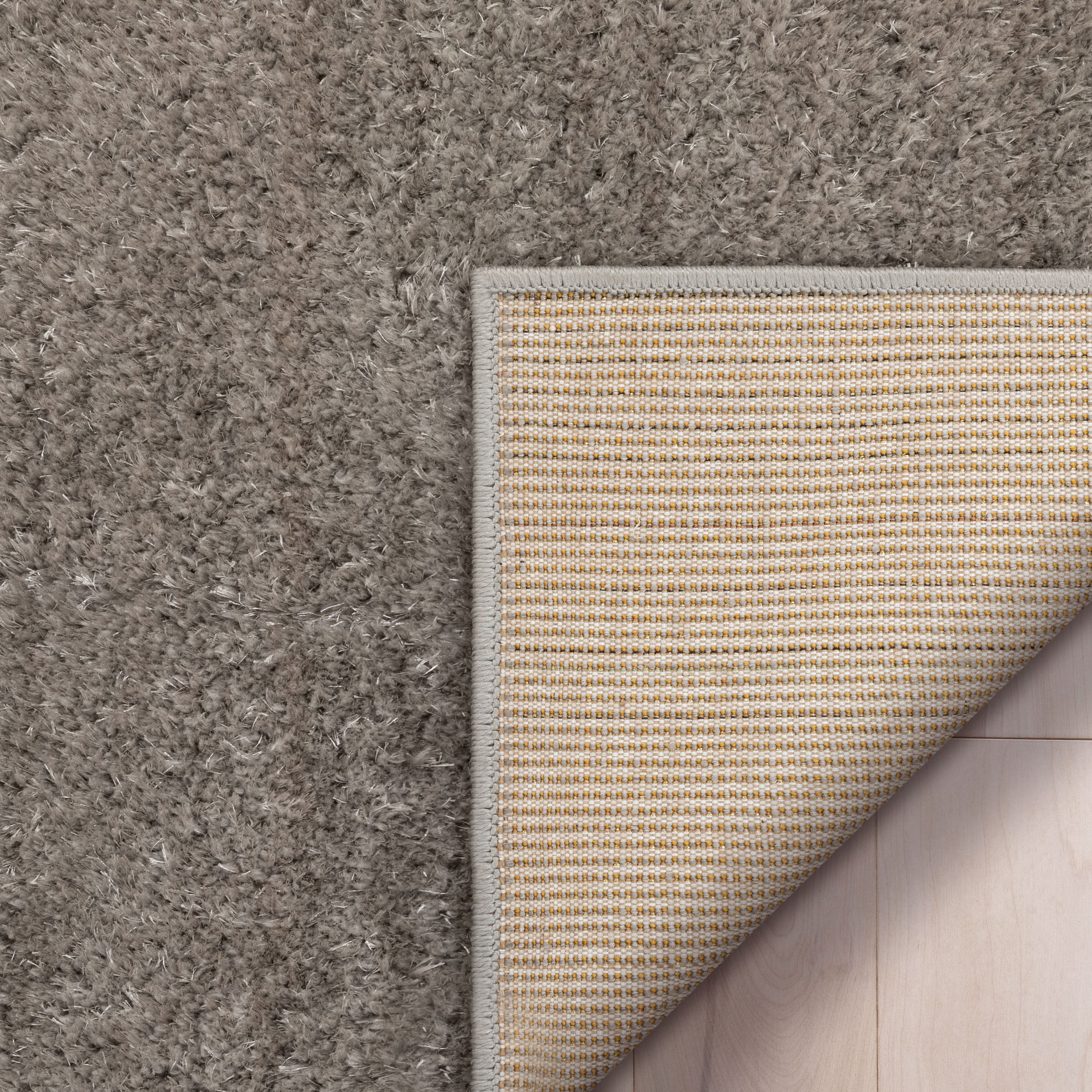 Chroma Glam Massiver, ultraweicher Shag-Teppich in Hellgrau mit mehreren Texturen und schimmerndem Flor