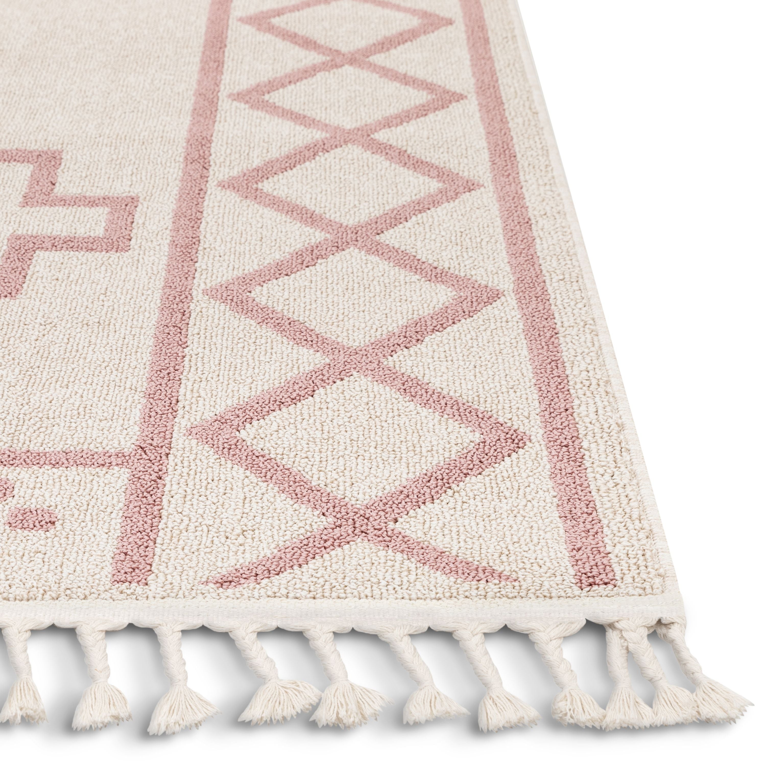 Mica Southwestern Tribal Geometrischer Teppich im Kelim-Stil in Blush