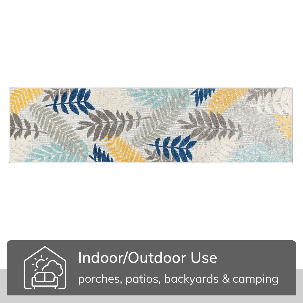 Mariah Grey Tropical Indoor Outdoor Teppich