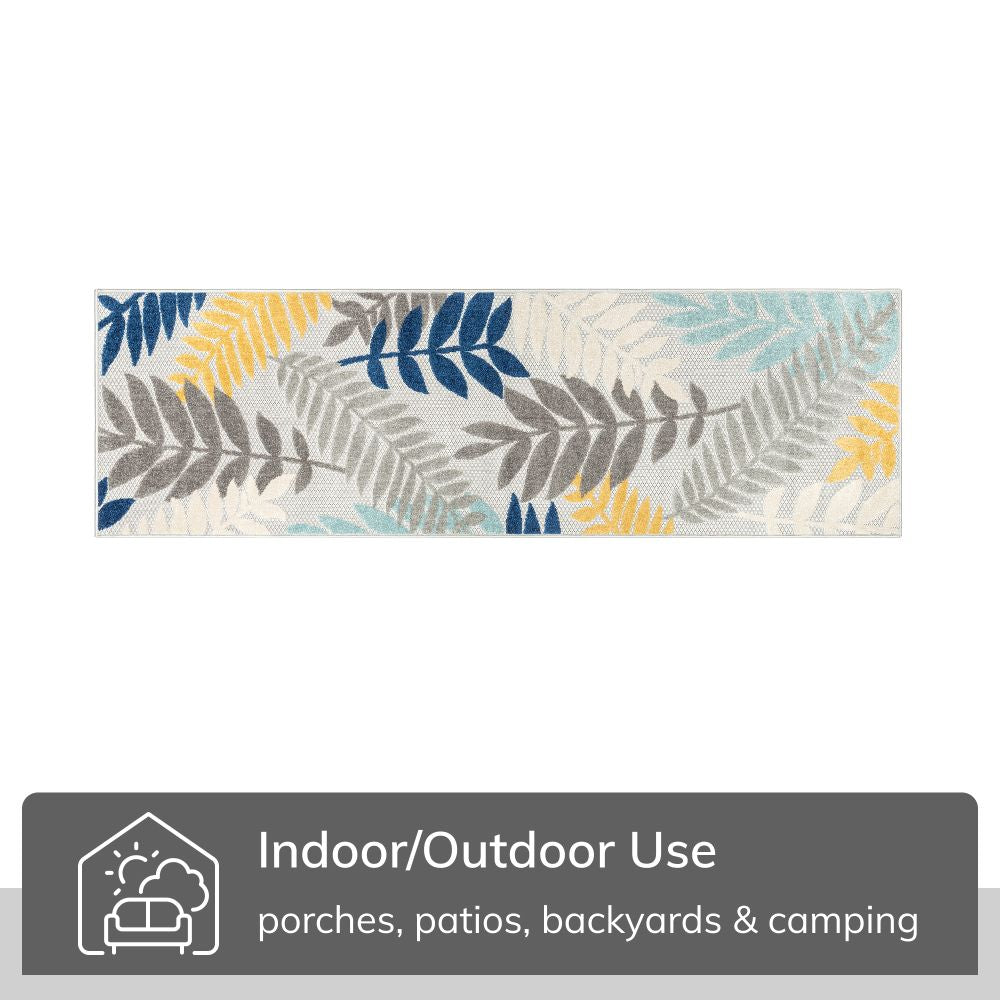 Mariah Grey Tropical Indoor Outdoor Teppich