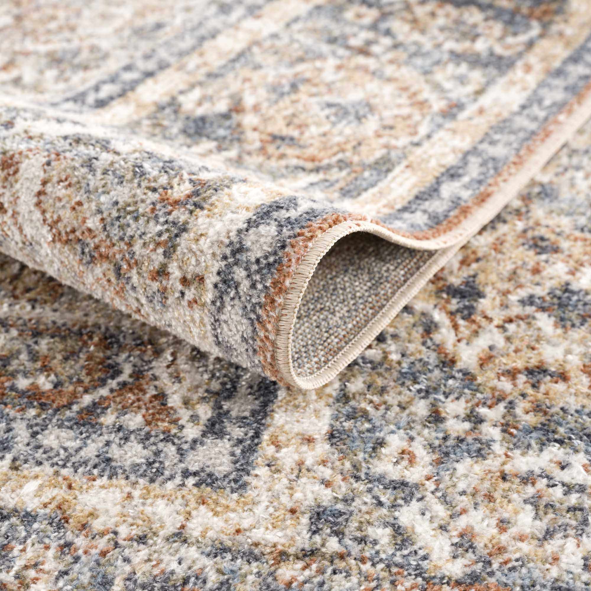 Waschbarer Teppich Arias in Beige und Blau