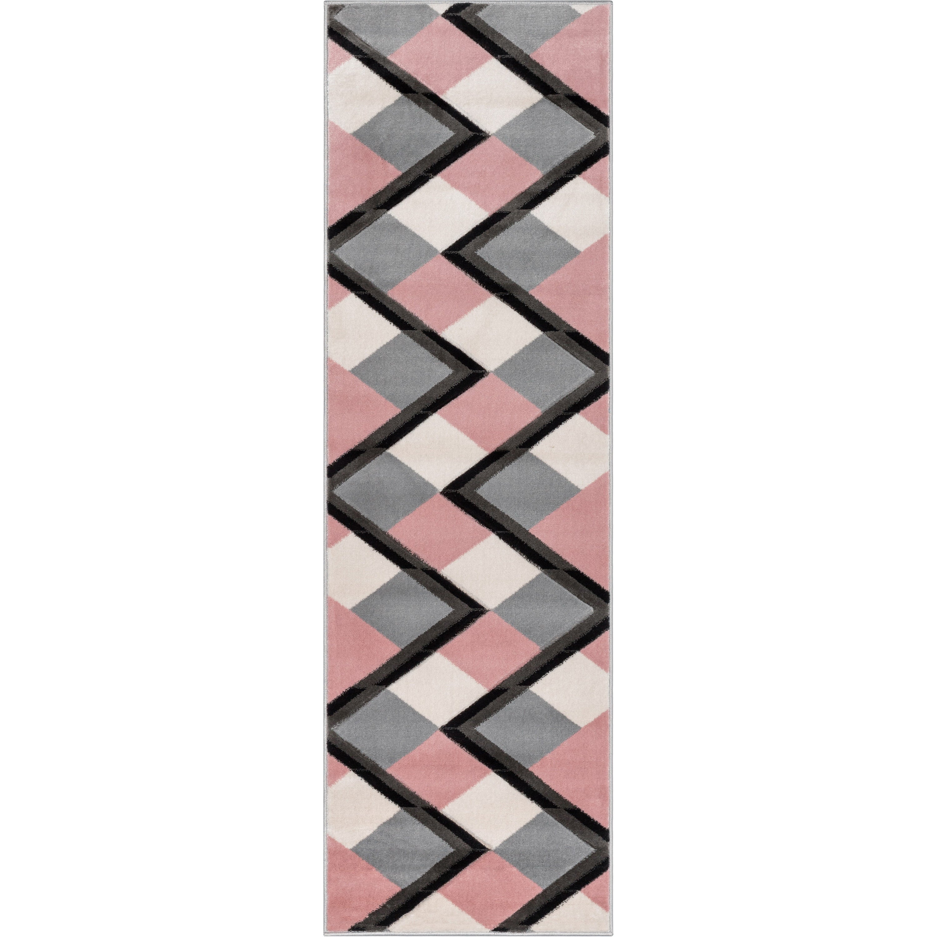 Nora Blush Pink Moderner Teppich mit geometrischen Streifen und 3D-Struktur