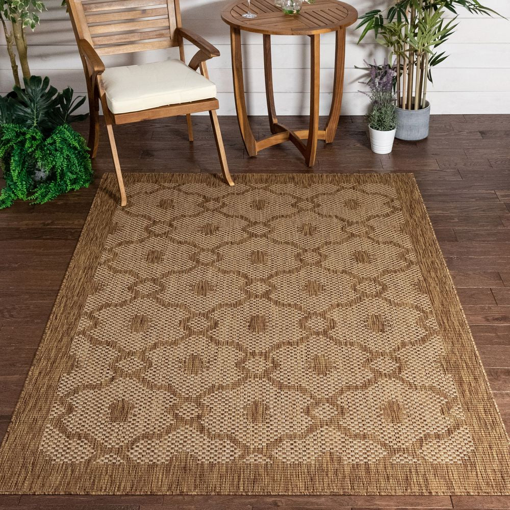 Sol Lattice Trellis Indoor Outdoor Brauner Flachgewebe-Teppich