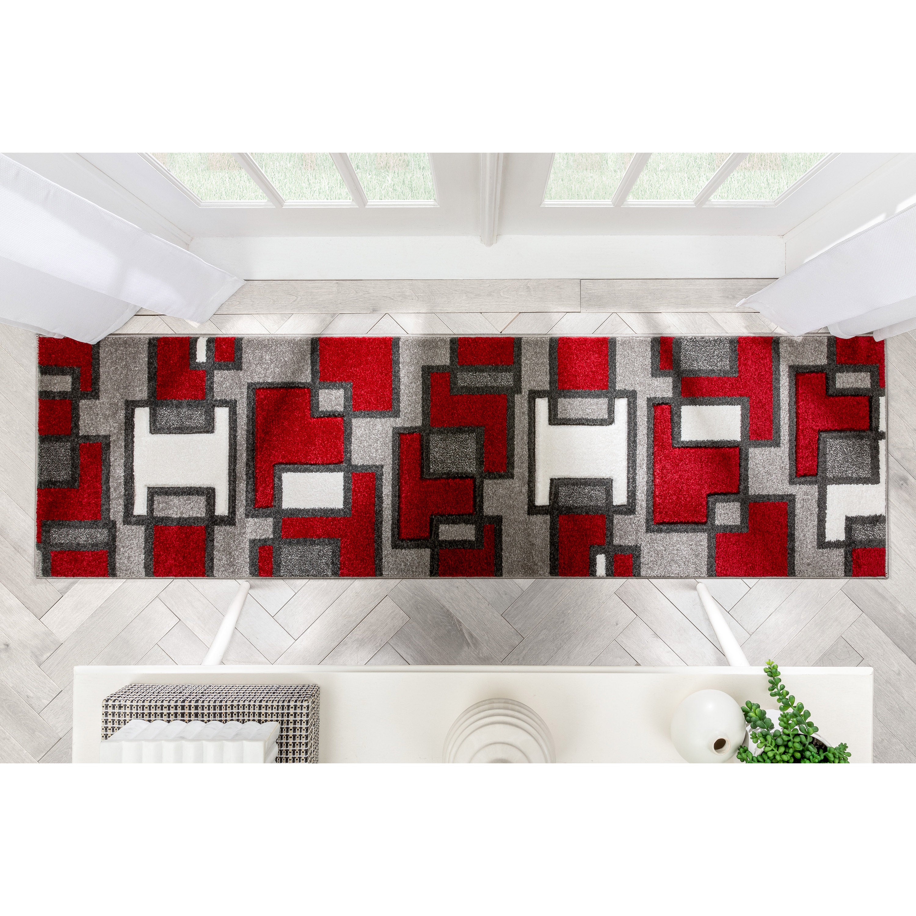 Roter moderner Teppich Imagination Squares
