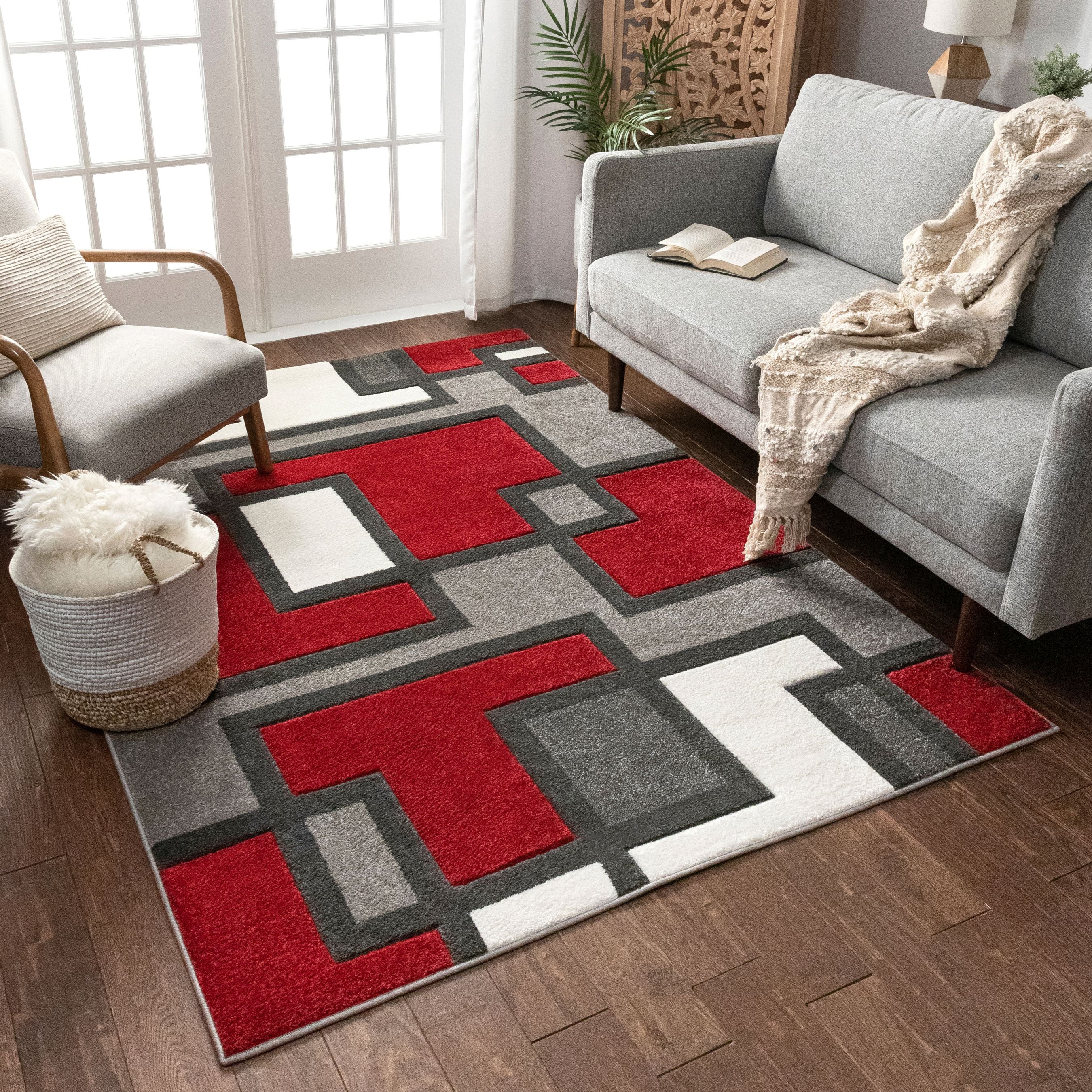 Roter moderner Teppich Imagination Squares